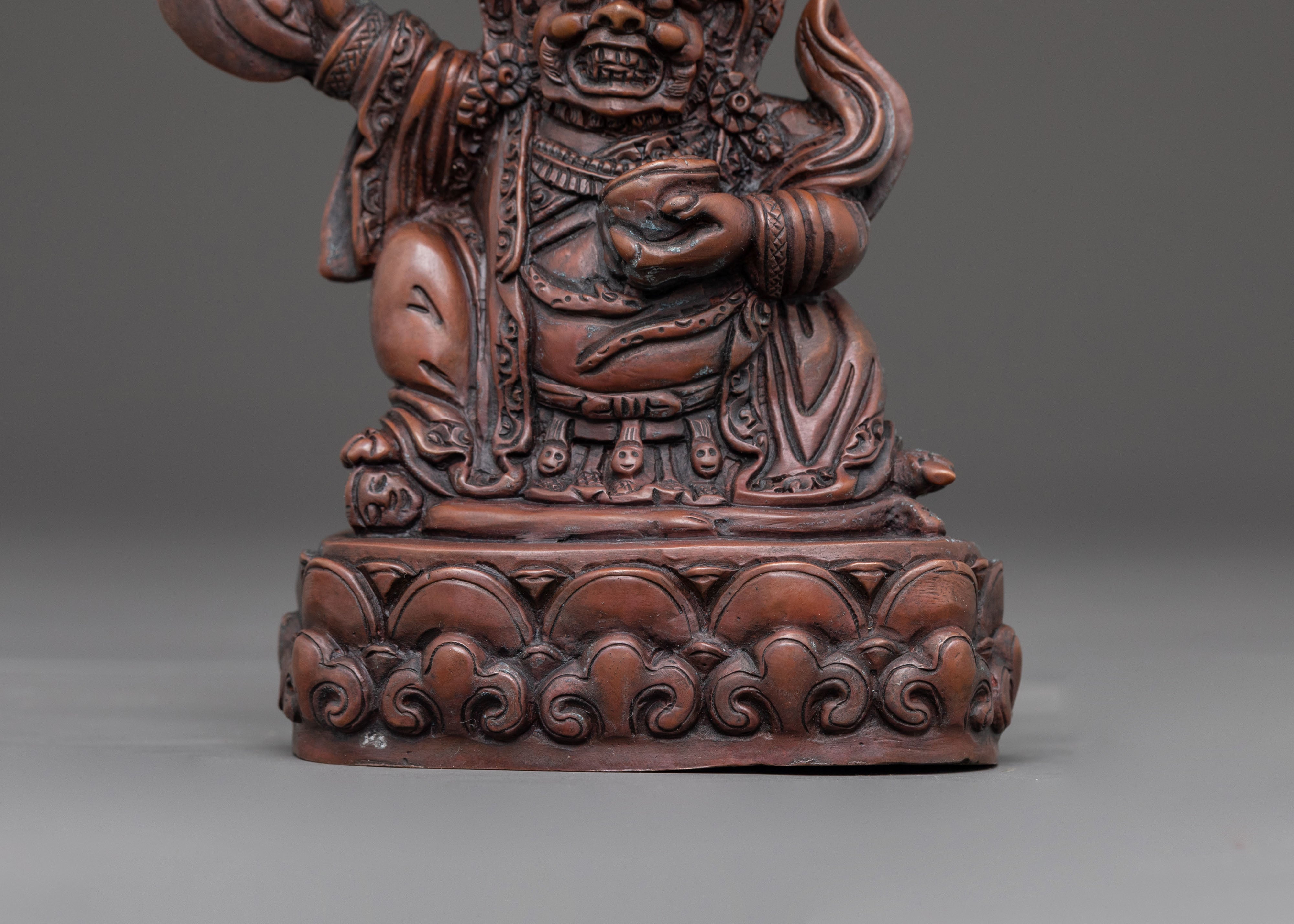 Mahakala Bernakchen Fierce Protector Statue | Oxidized Copper Masterpiece
