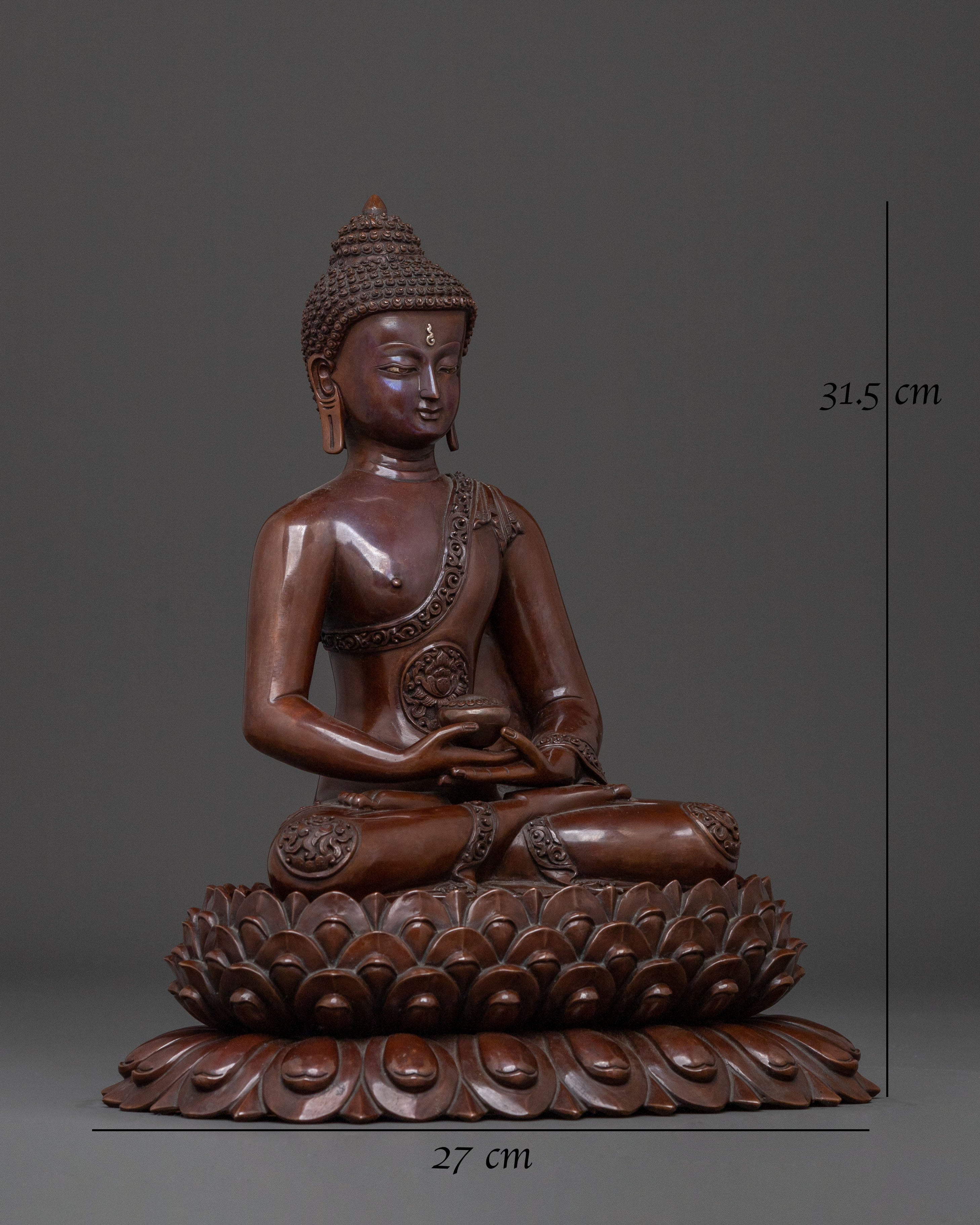 Amitabha Buddha: Oxidized Copper Statue