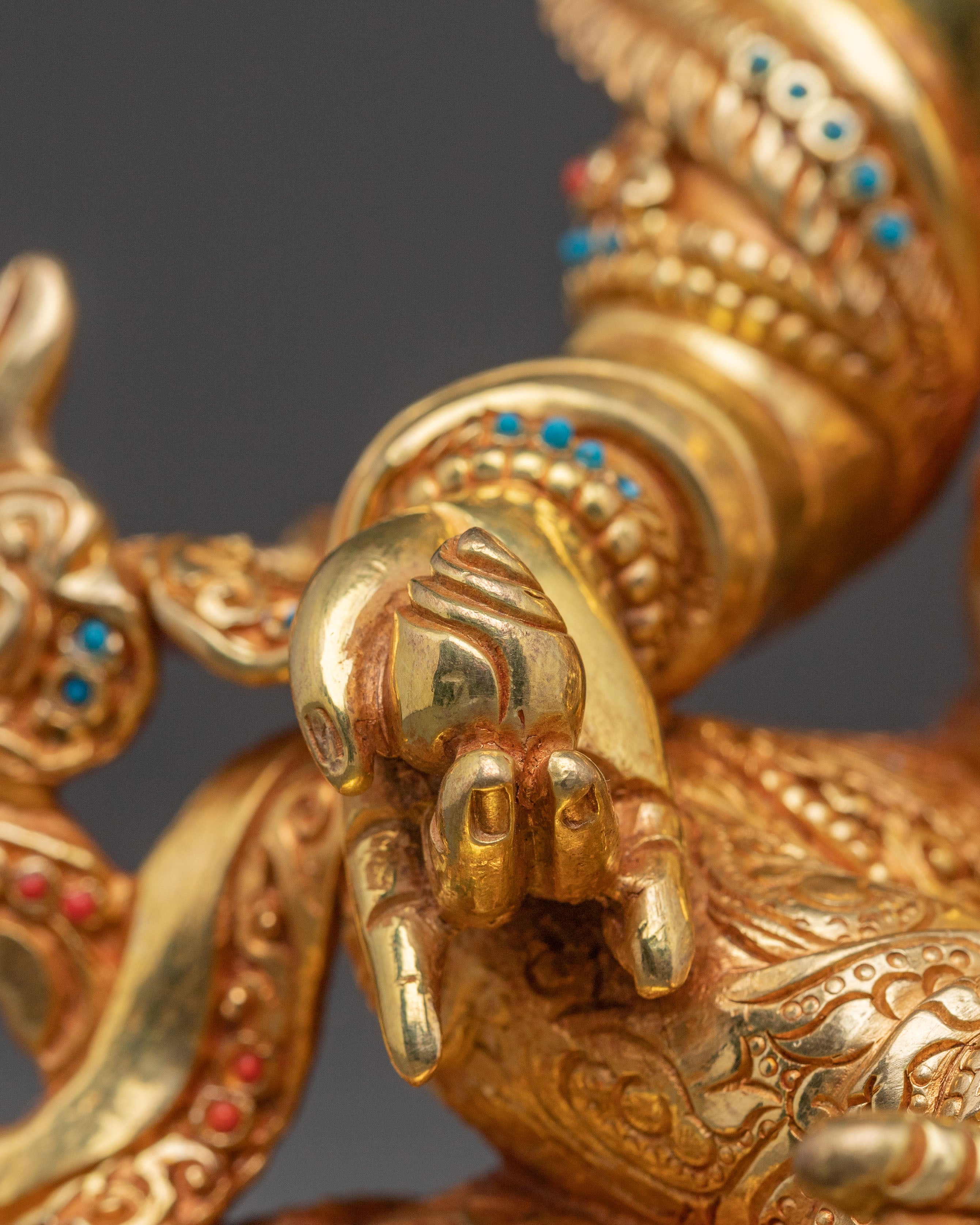 Blessed Statue Dzambhala: 24K Gold Gilded