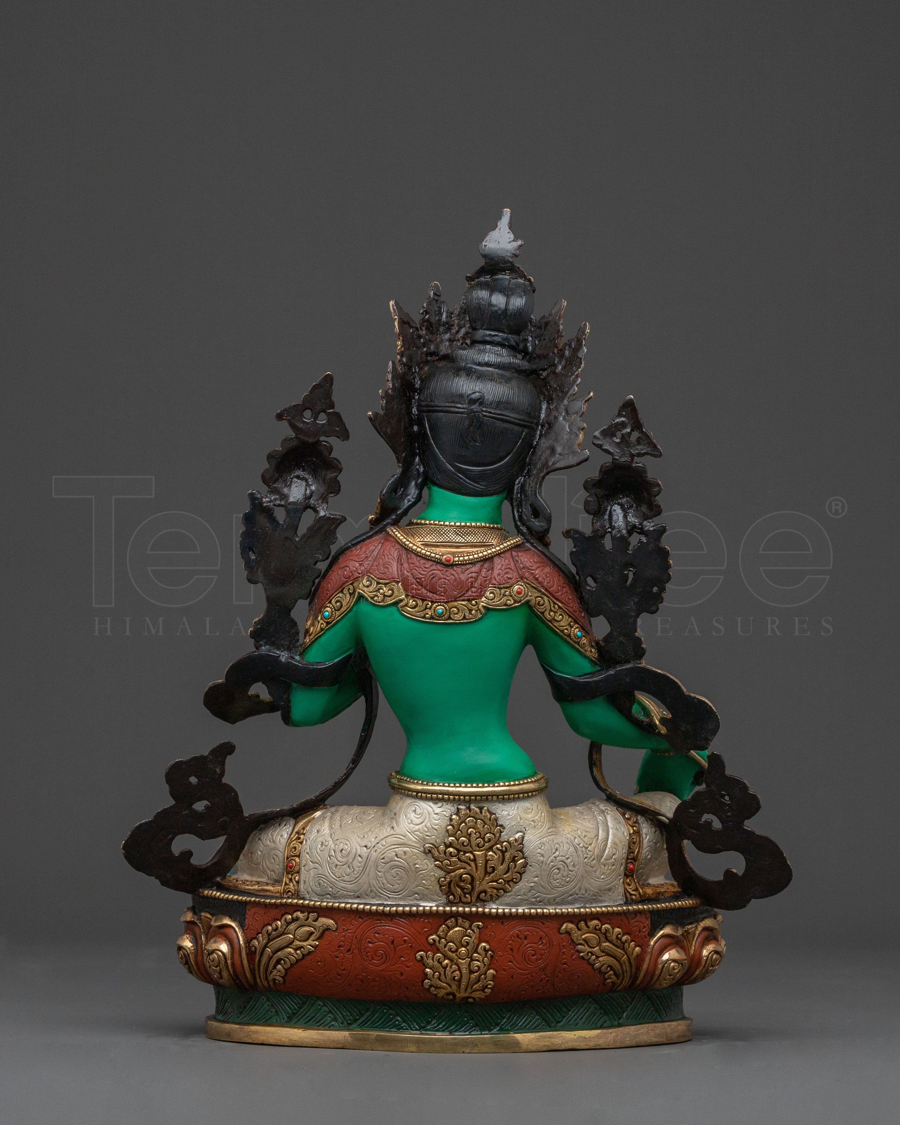 Green Tara Protection Statue: Hand-Gilded Serenity