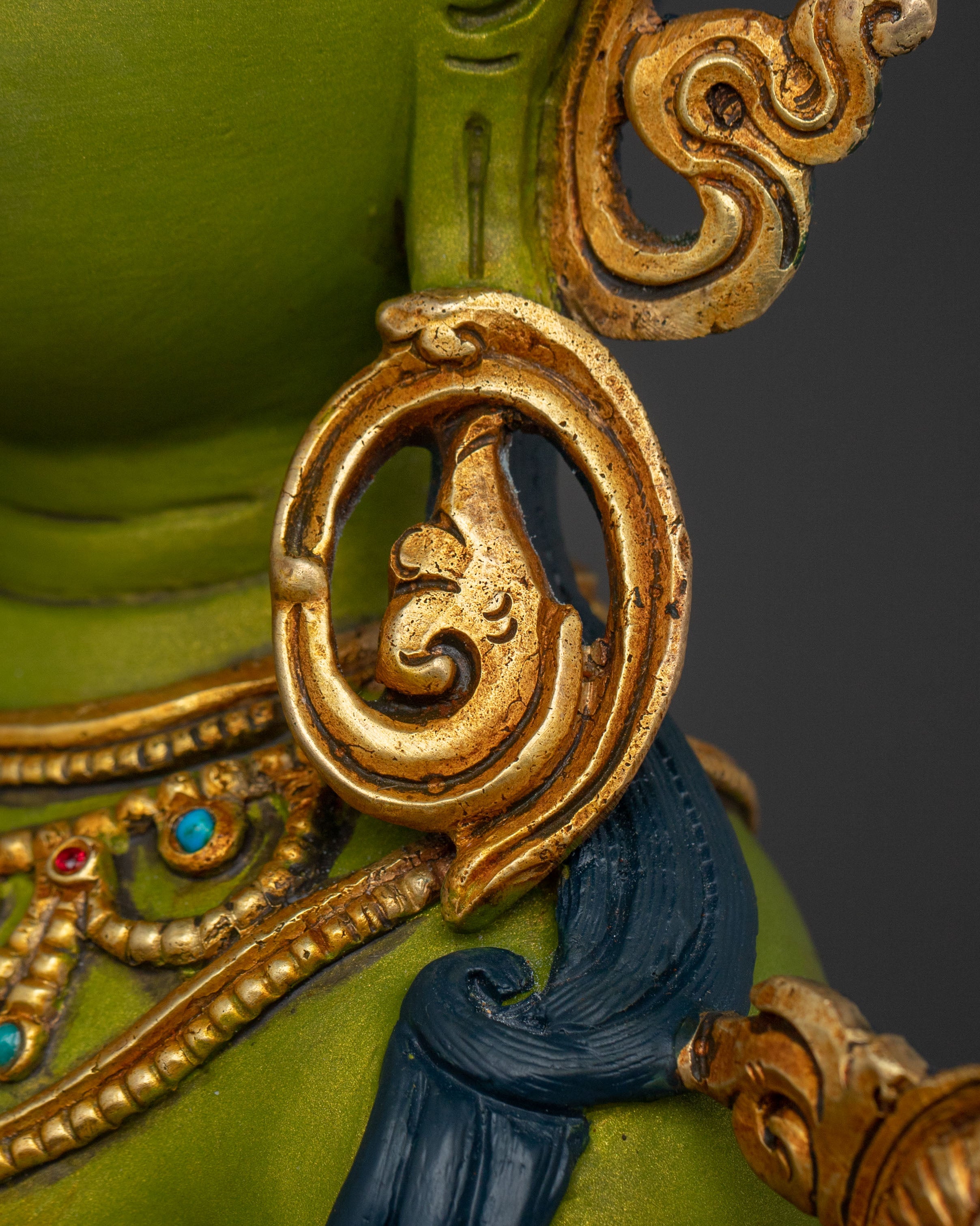 Green Tara Statue | Handcrafted 24K Gold Gilded Sculpture