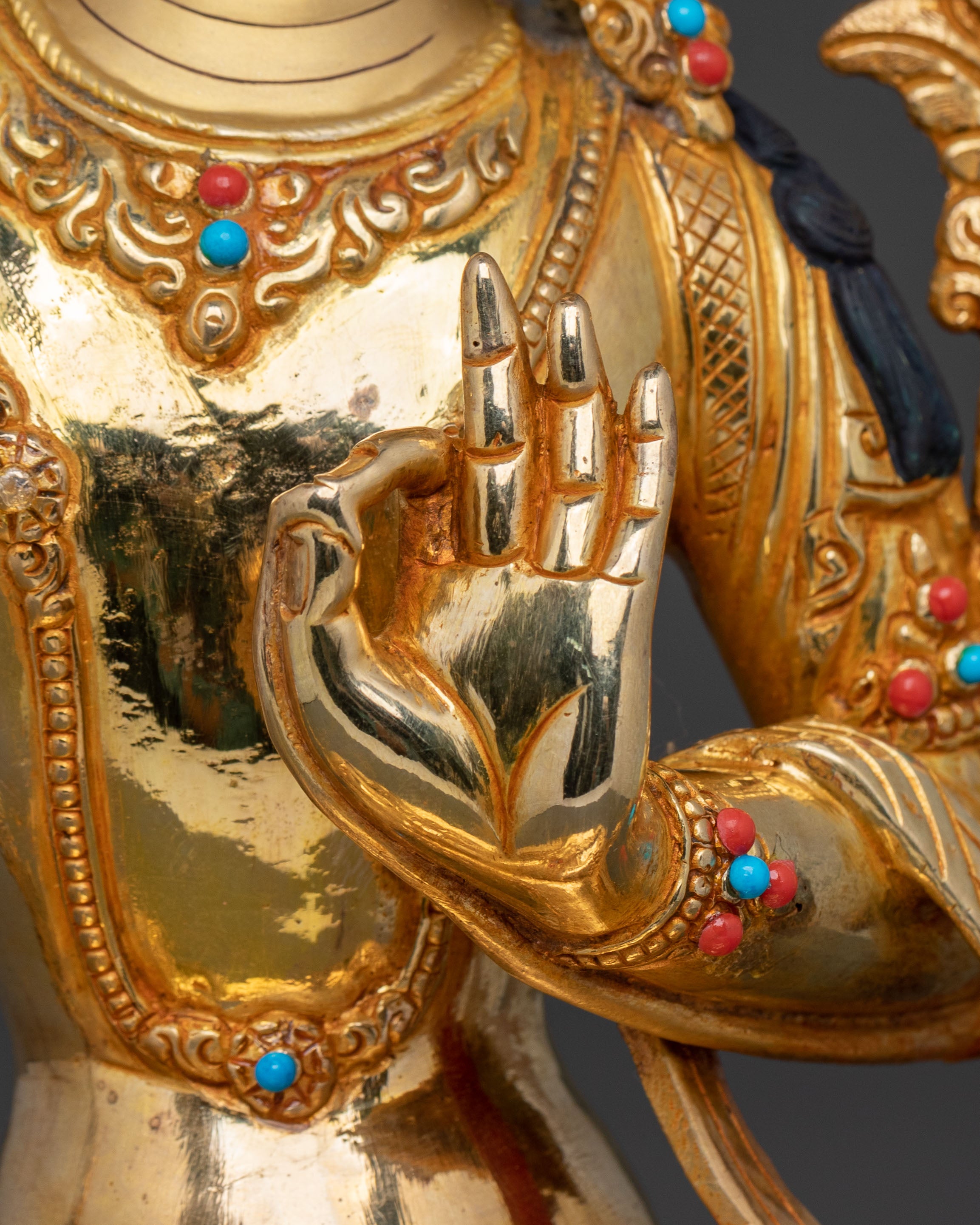 Manjushri 24k Gold Golden Statue | Wisdom and Insight