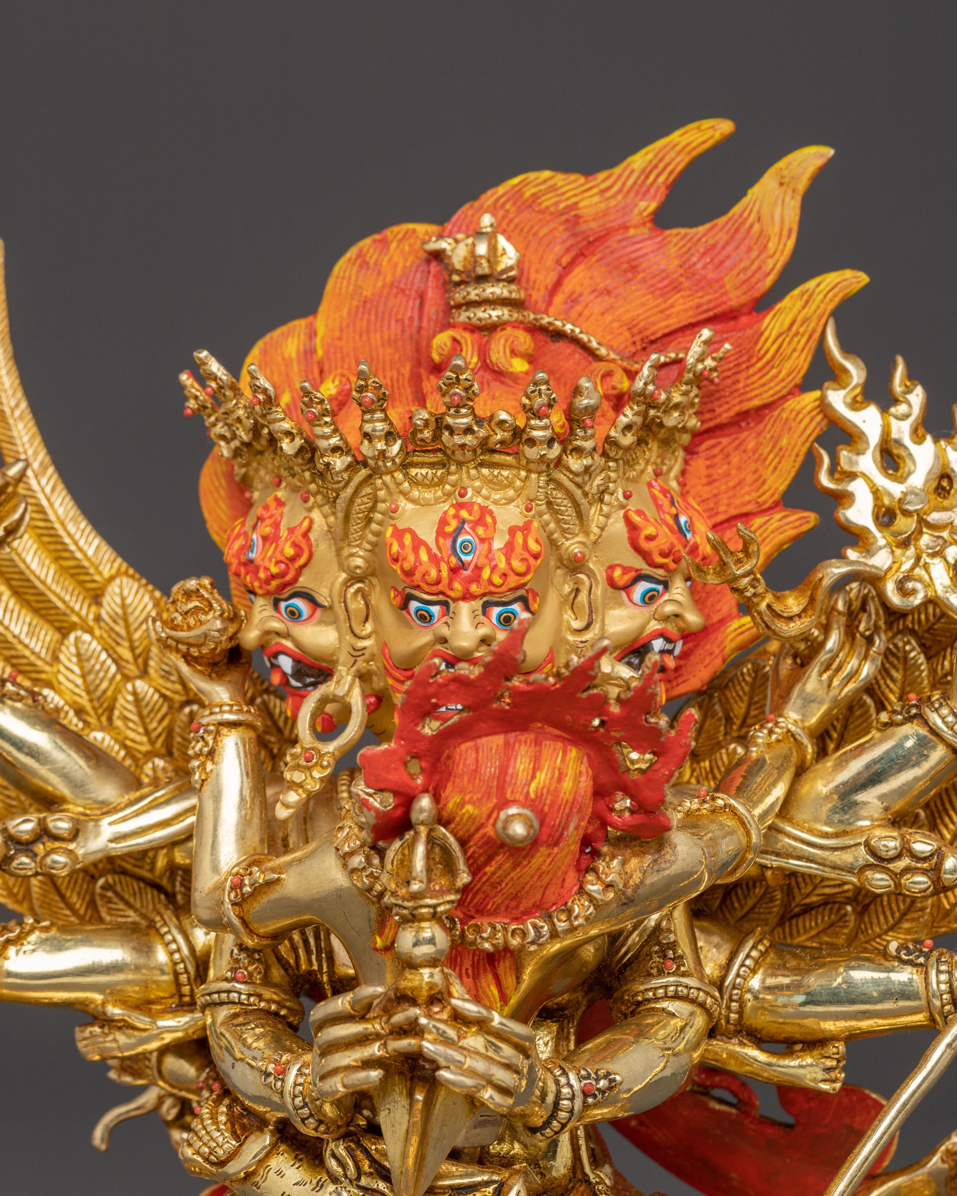 Golden Vajrakilaya Handcrafted Statue | Wrathful Deity Artwork
