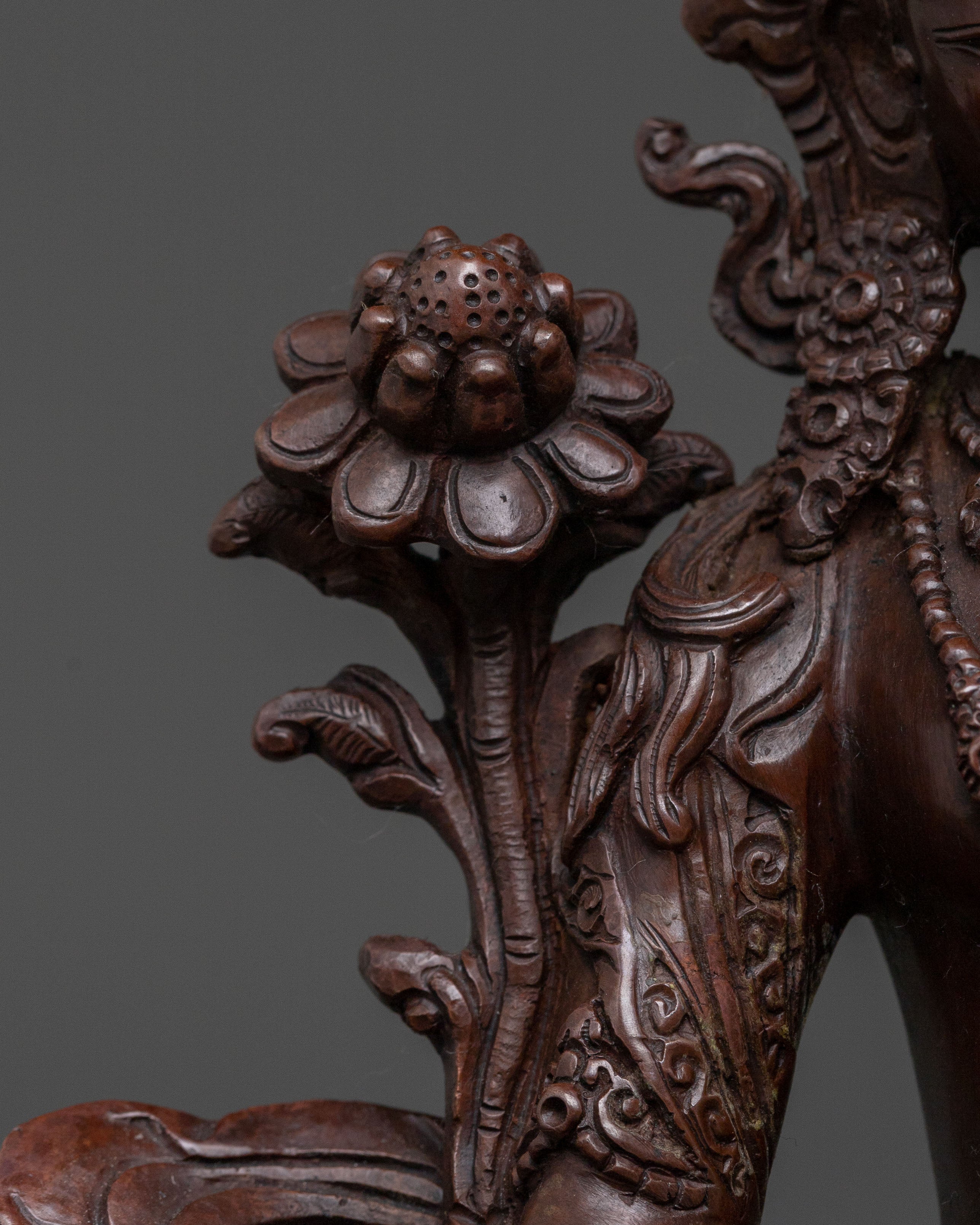 Green Tara Statue | Serene Oxidized Copper Figure