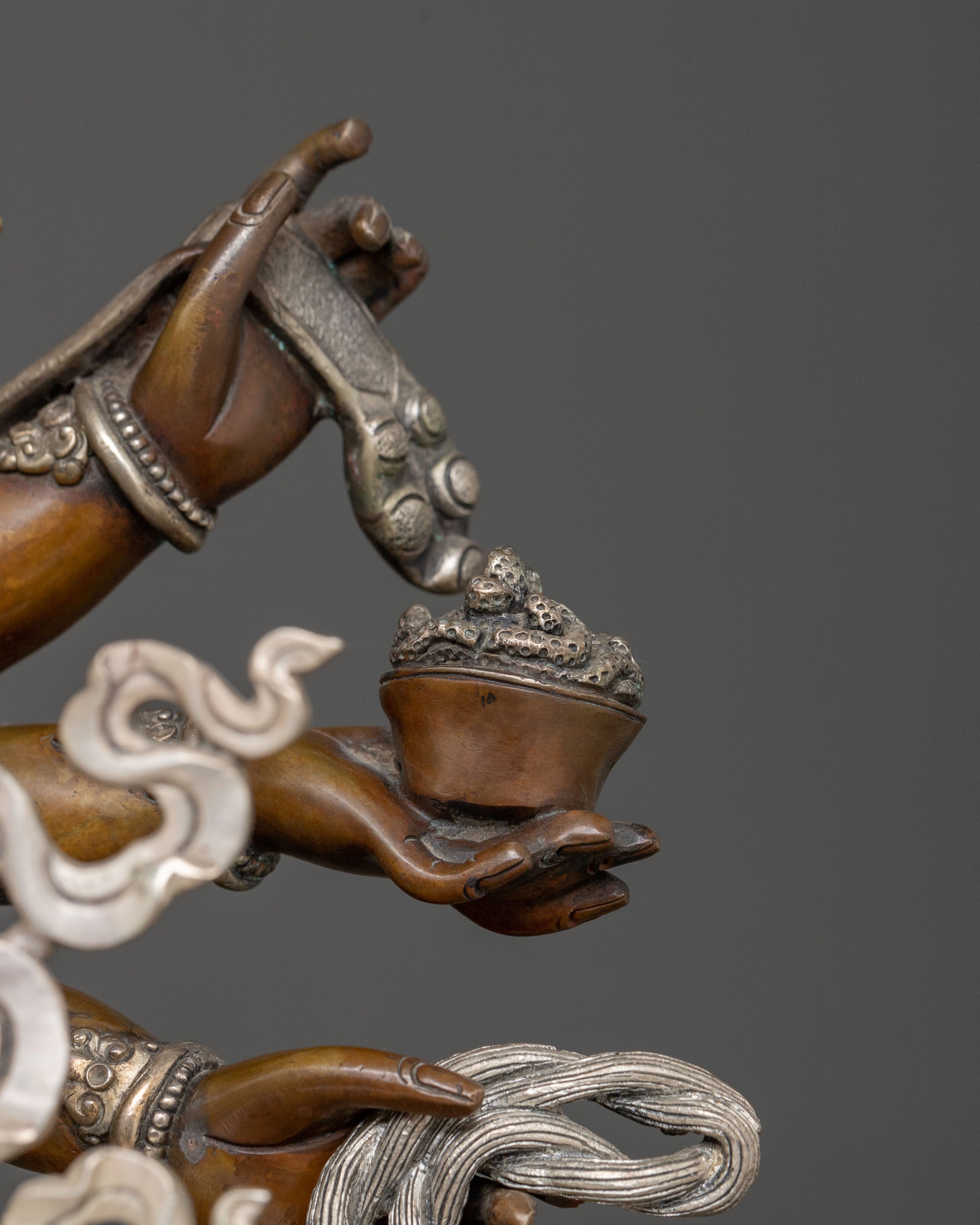 Chakrasamvara Oxidized Copper Statue | Silver-Plated
