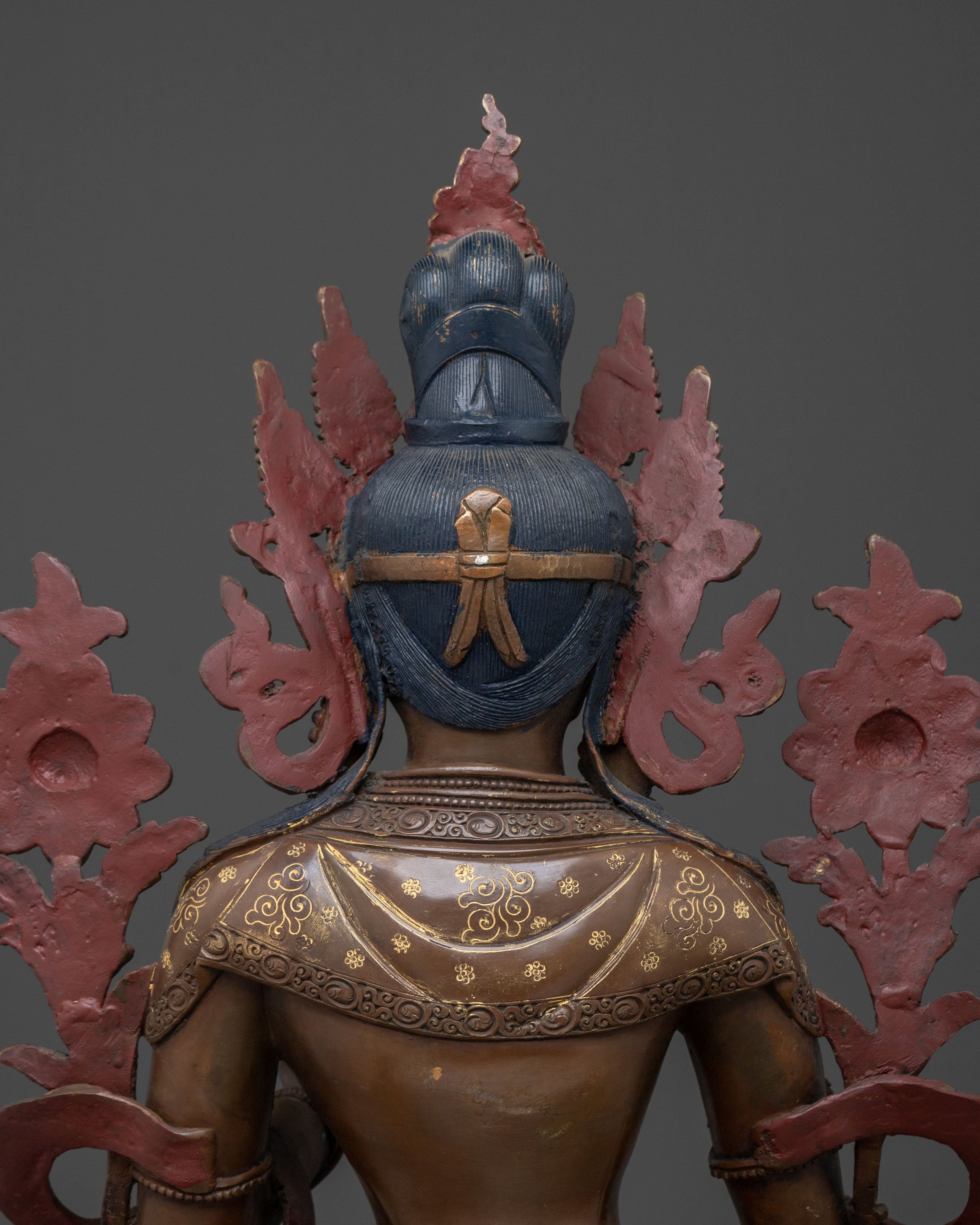 White Tara Oxidized Copper Statue | Long Life Icon