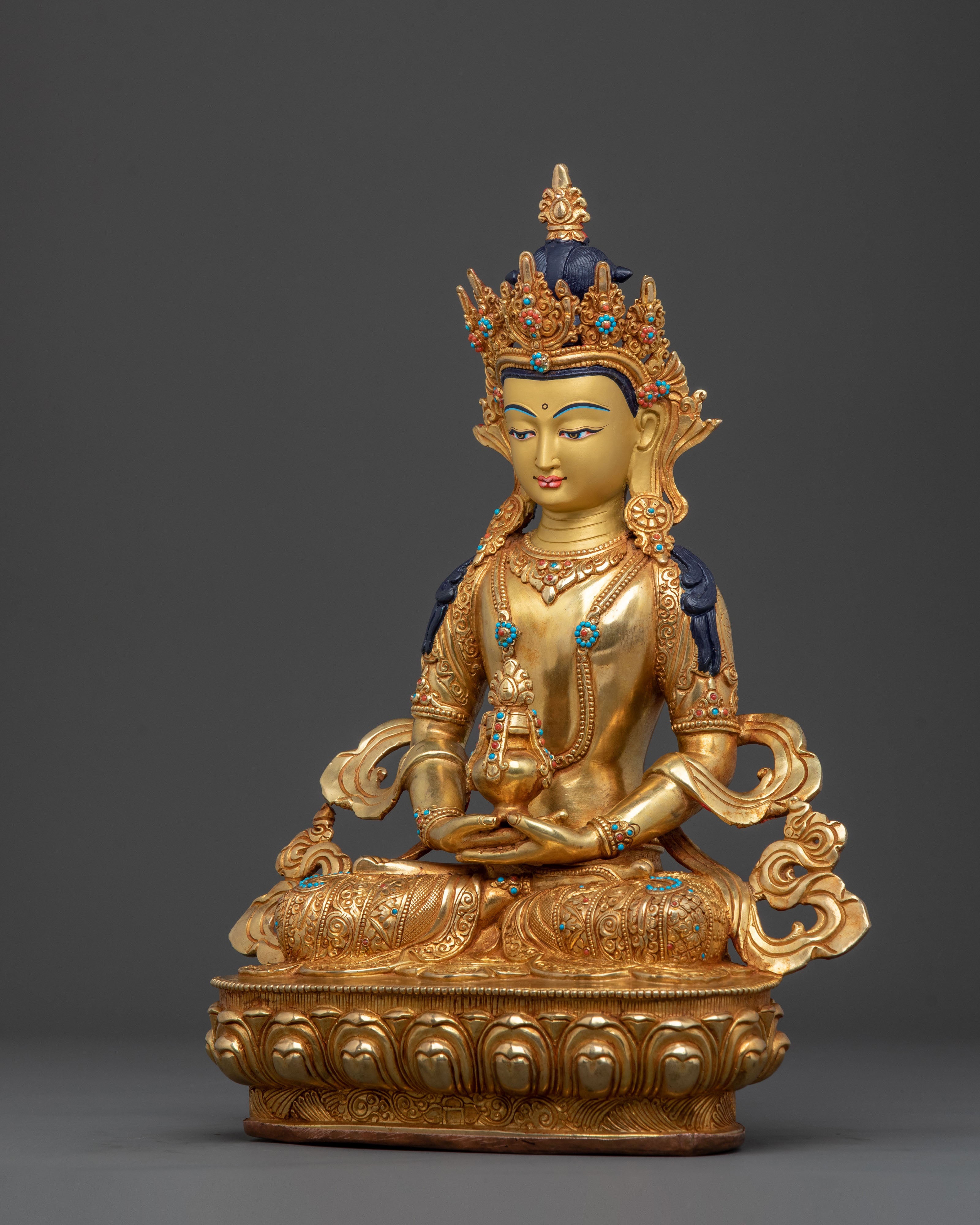 Amitayus 24k Gold Gilded Statue | Deity of Long Life