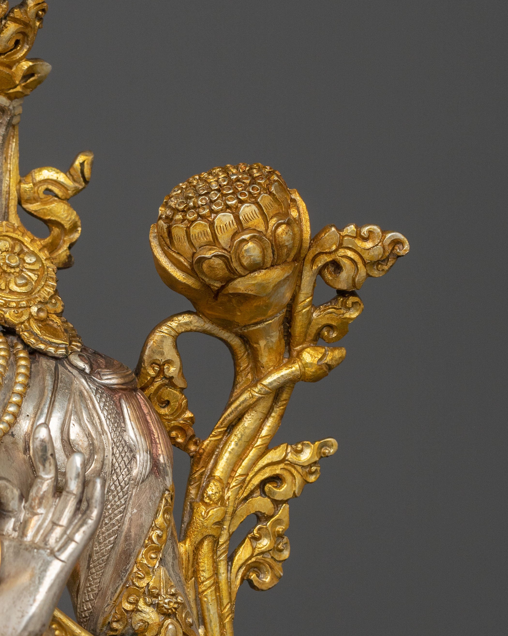 Green Tara Silver Plated Statue | Goddess of Compassion