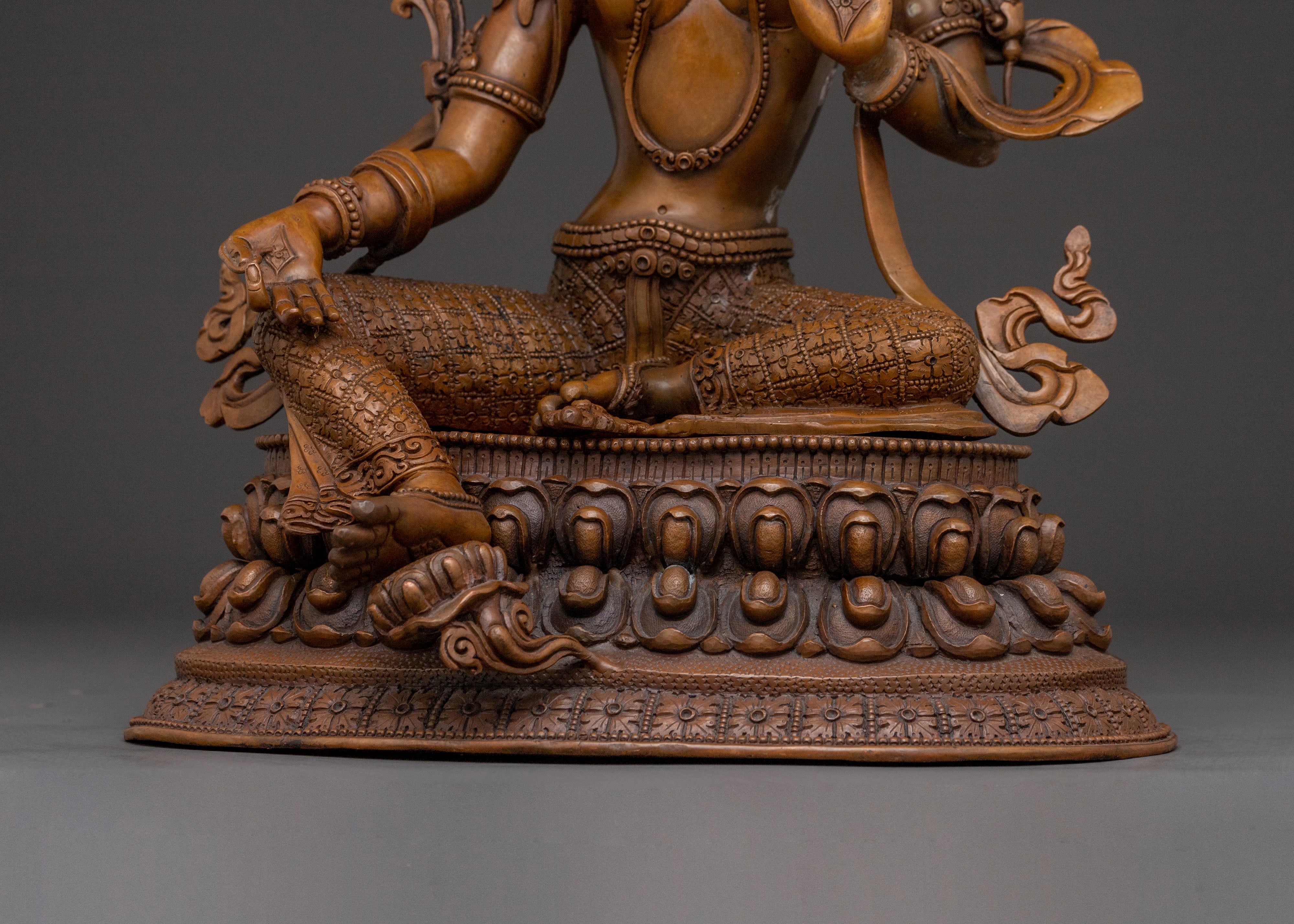 Savior Green Tara Copper Statue | Meditation Elegance