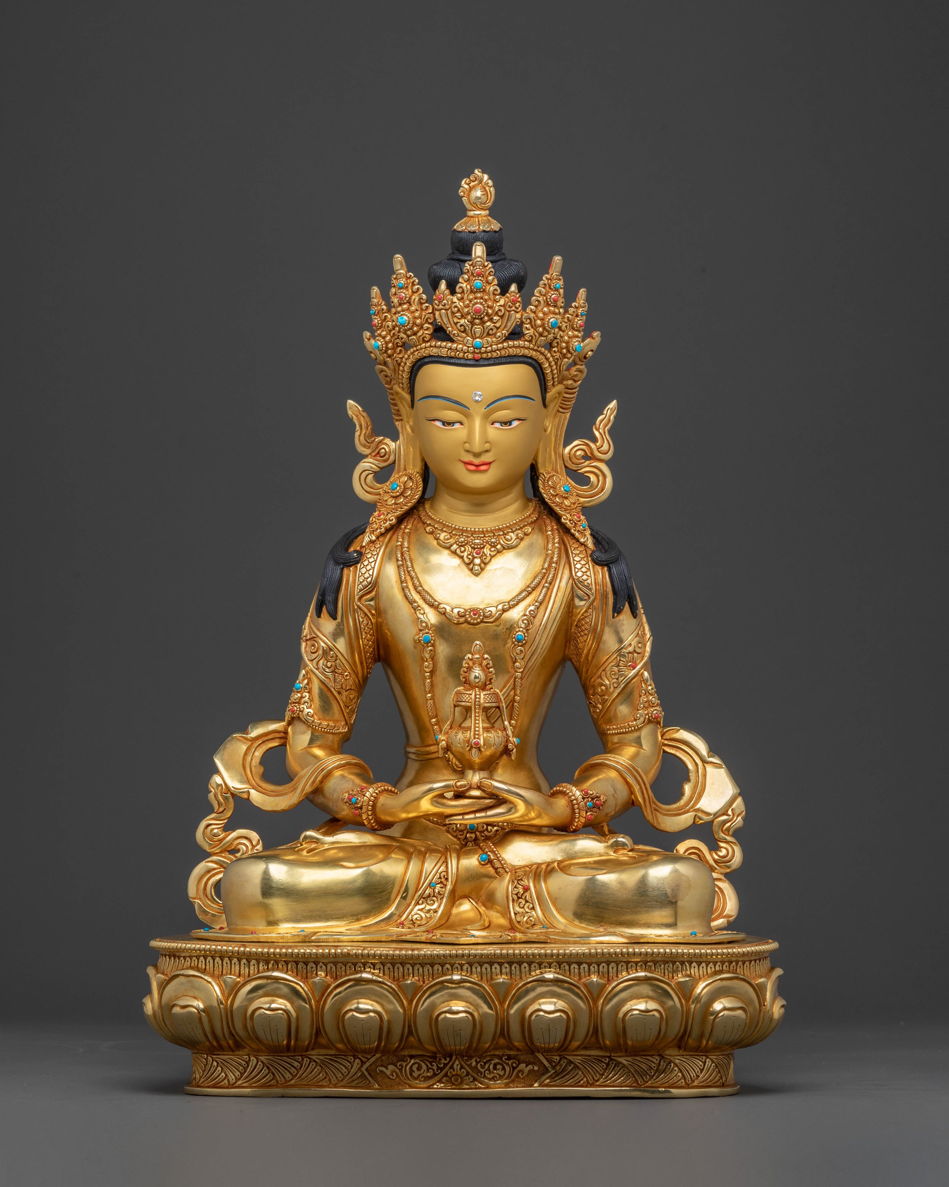 Handcrafted 24K Gold Gilded Amitayus Statue | Symbol of Longevity