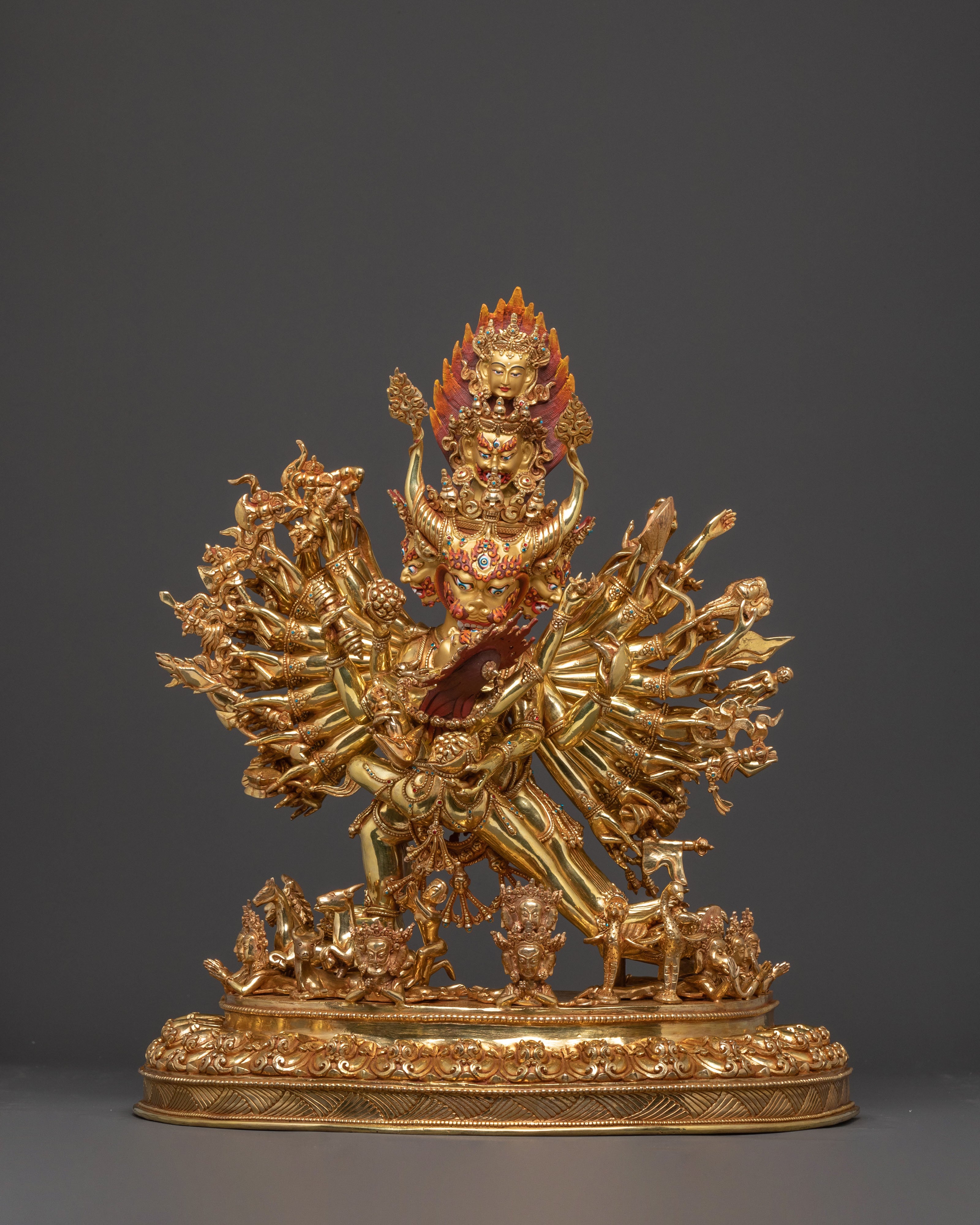 Powerful Yidam Yamantaka Statue – 24K Gold Gilded Masterpiece