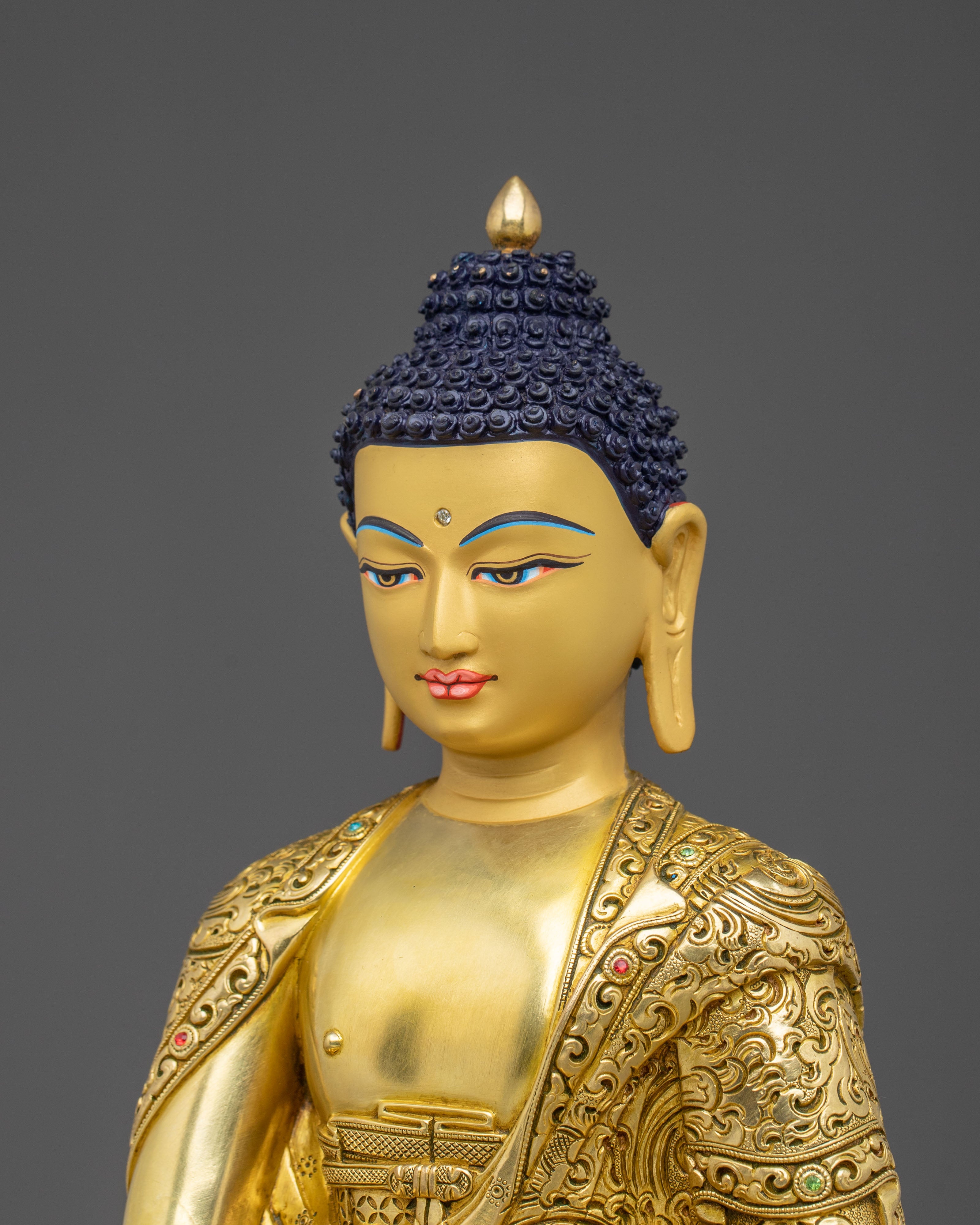 Shakyamuni Buddha Handmade 24K Gold Gilded Statue