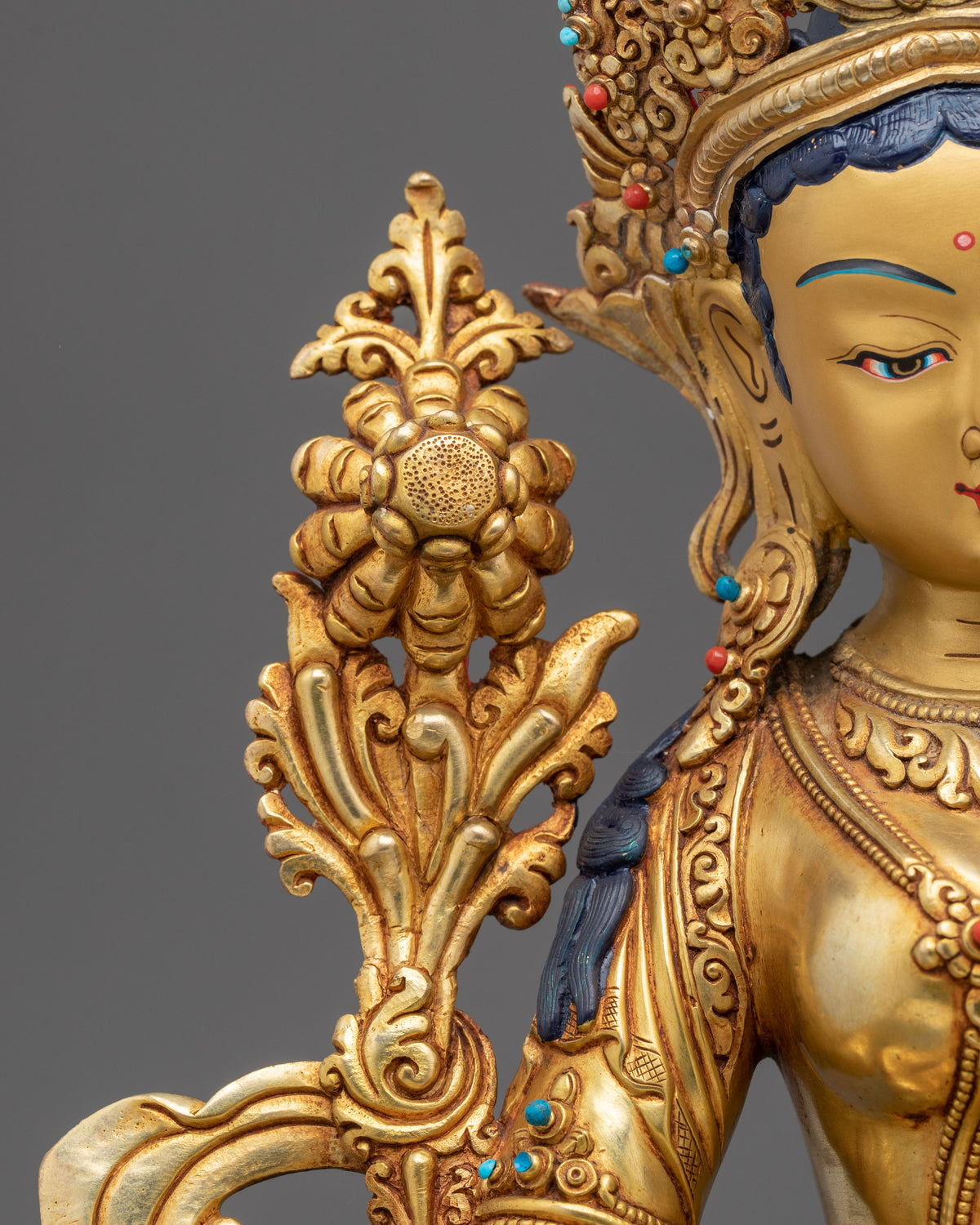 Green Tara Golden Statue | Handcrafted Buddhist Figurine