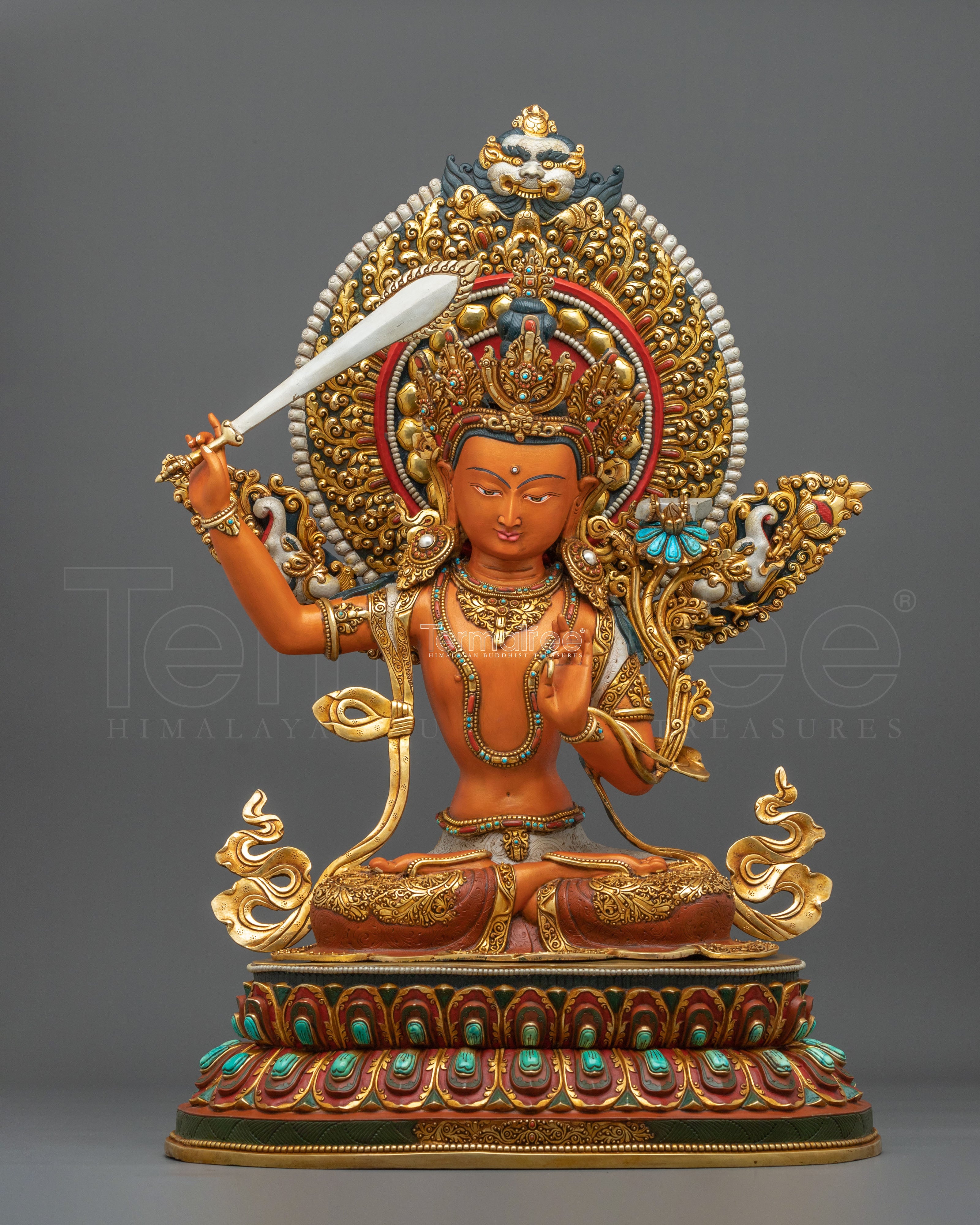 Manjushri Statue with 24K Gold Gilding | Made in Nepal
