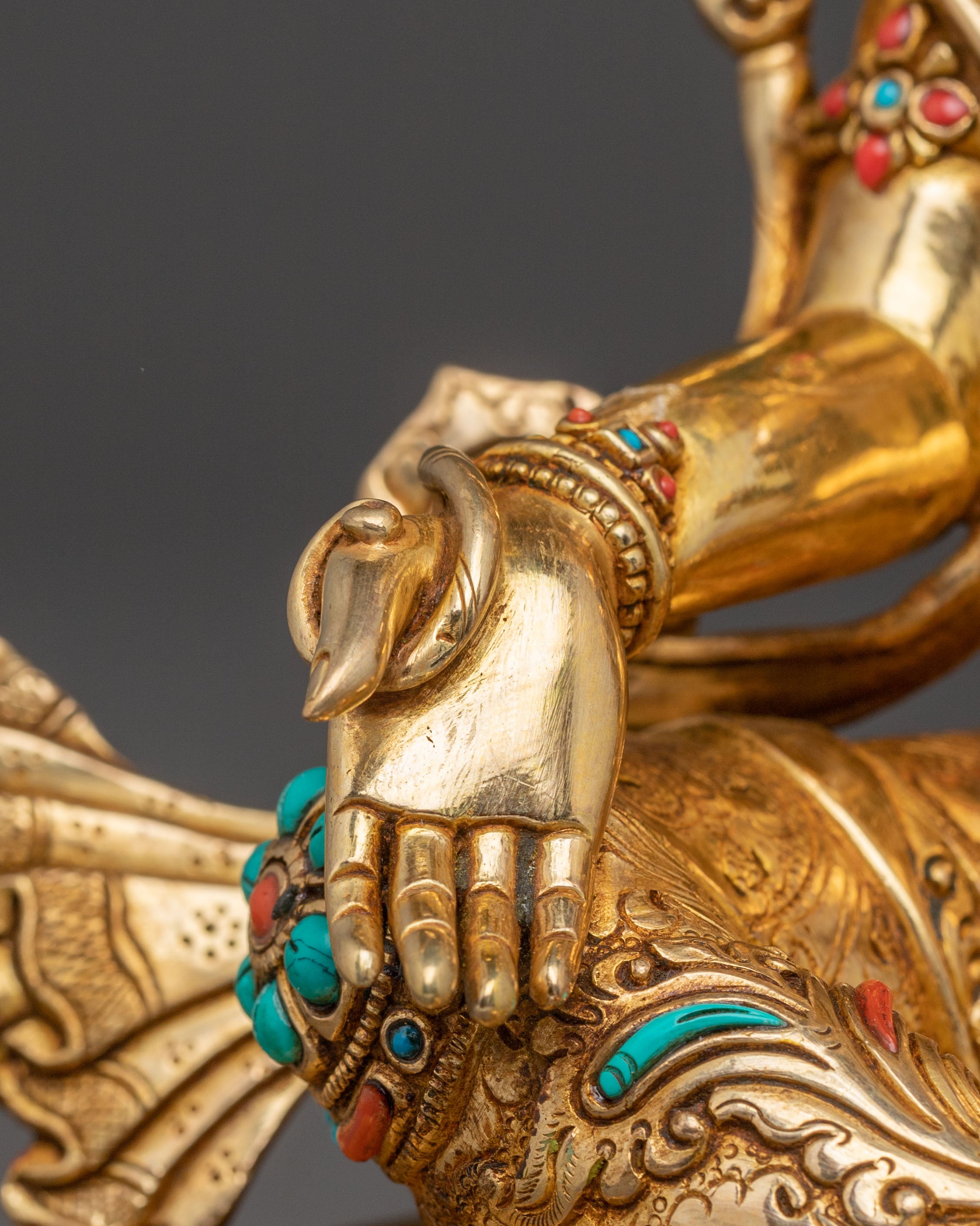 Green Tara Spiritual Blessing Statue | 24K Gold Gilded Art