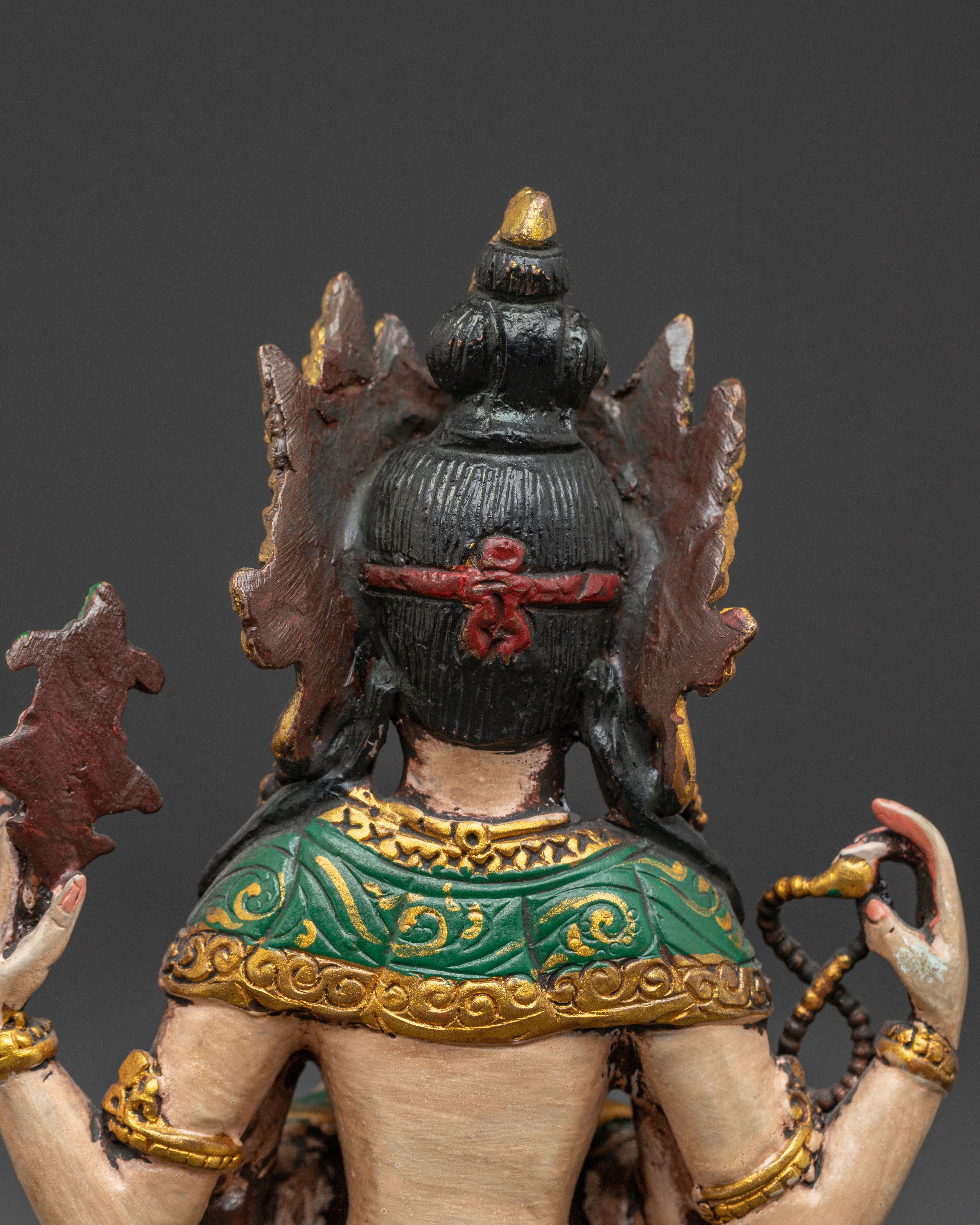 Handcrafted Copper Art of Four-Armed Chenrezig | Avalokiteshvara Statue