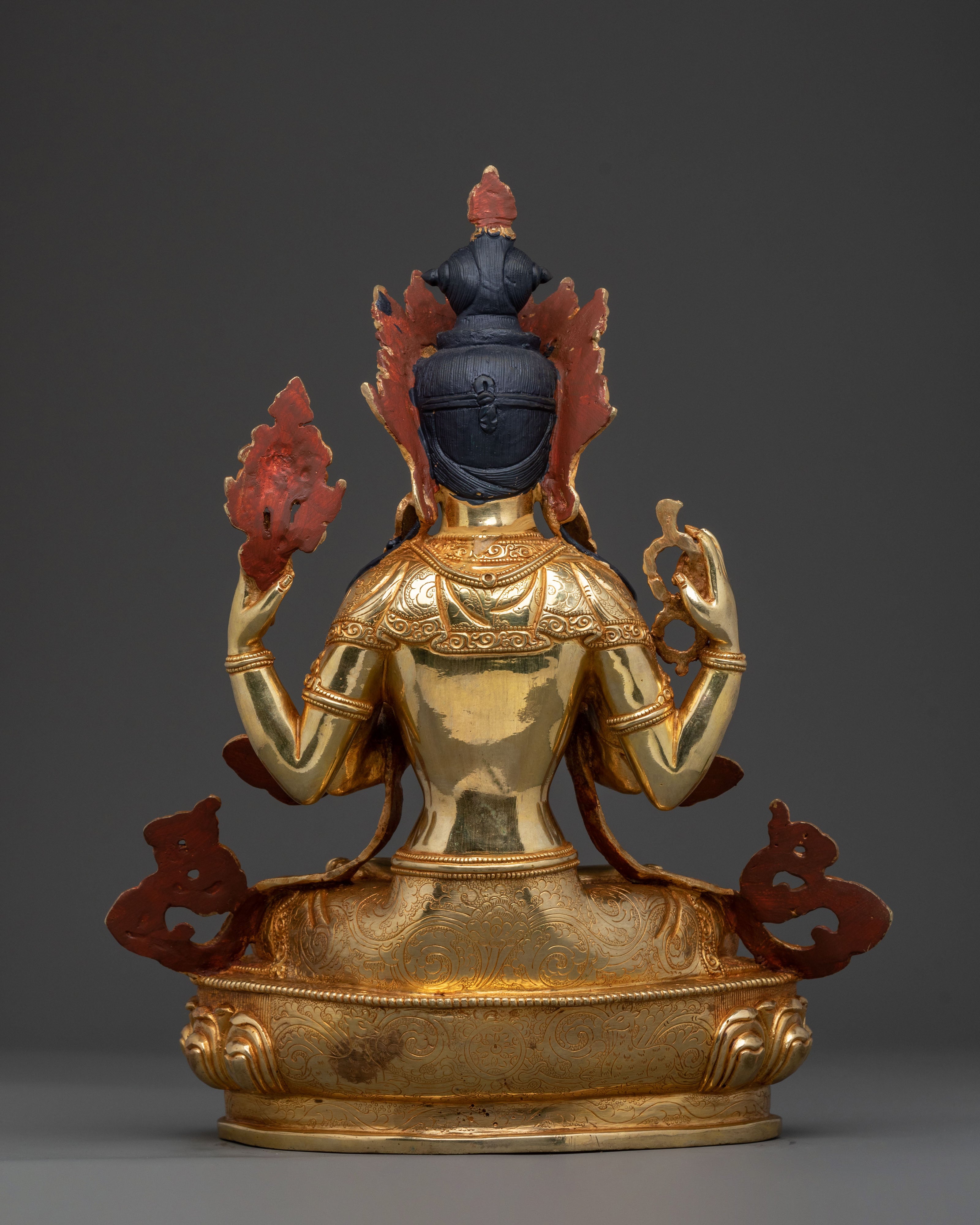 Four Armed Chenrezig Statue | 24K Gold Gilded Icon