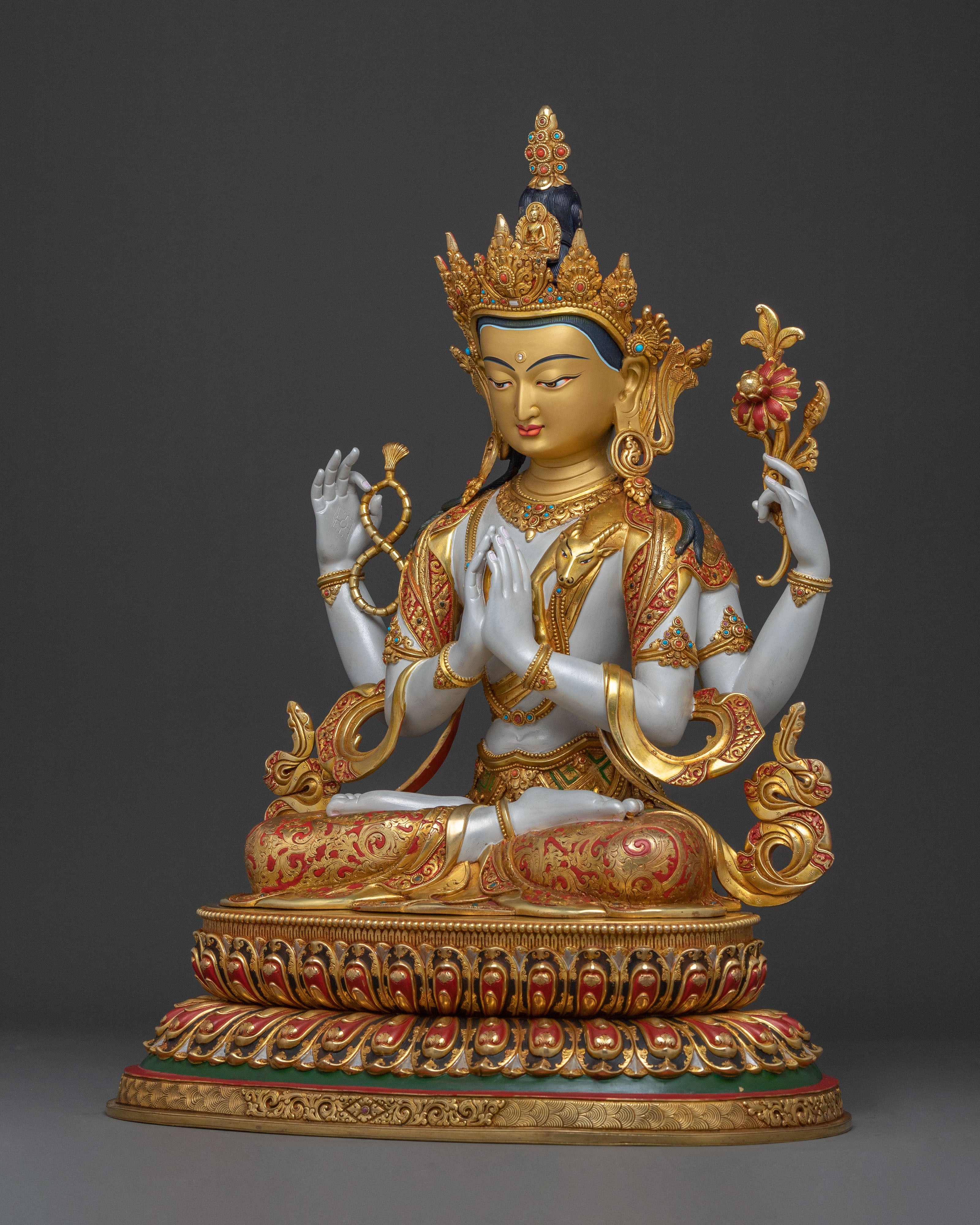 Chenrezig Golden Figurine | Buddhist Meditation Decor