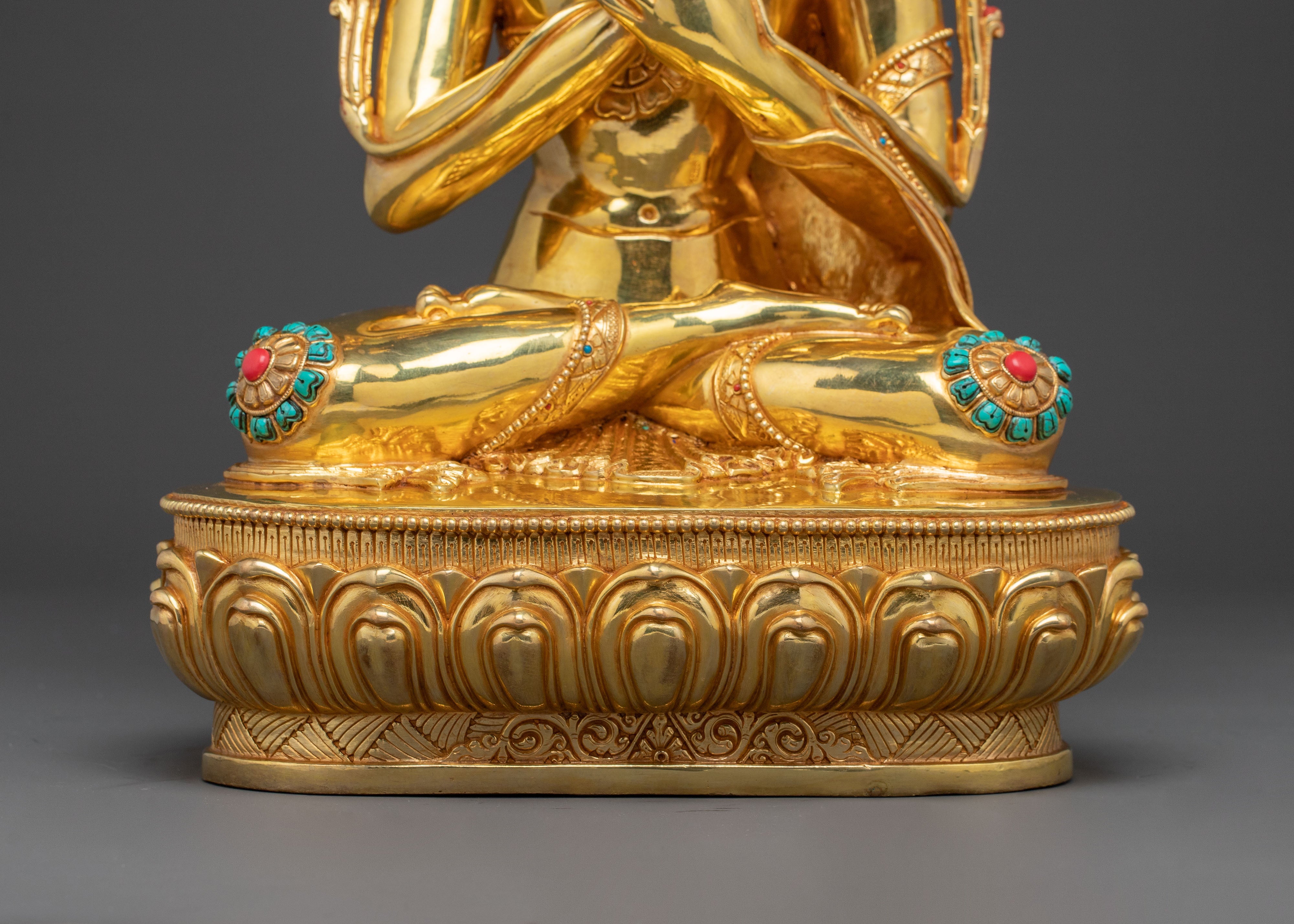 Maitreya Buddha Blessing Statue - 24K Gold Gilded