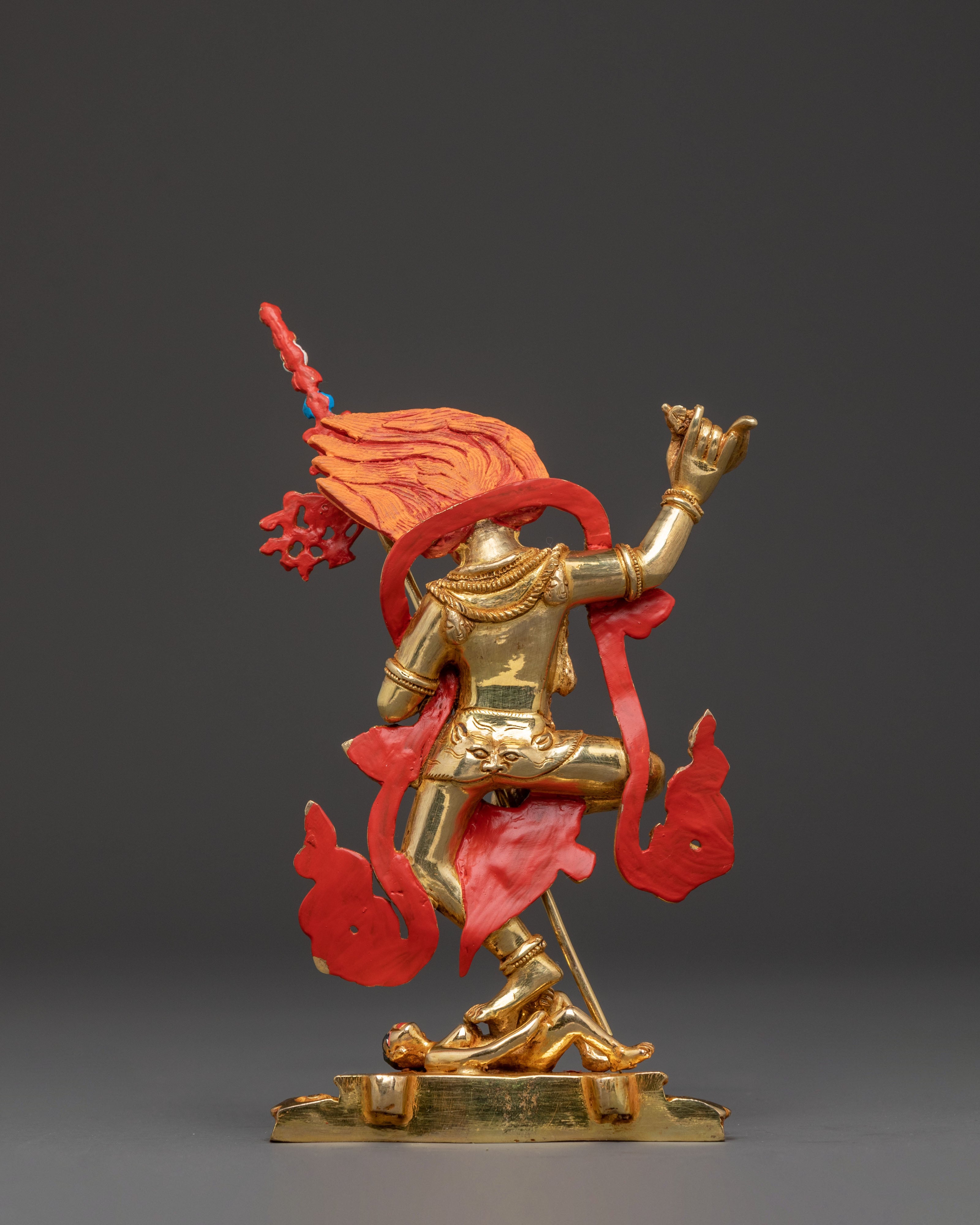 Fierce Guardian Simhamukha Statue – Gilded Copper Art