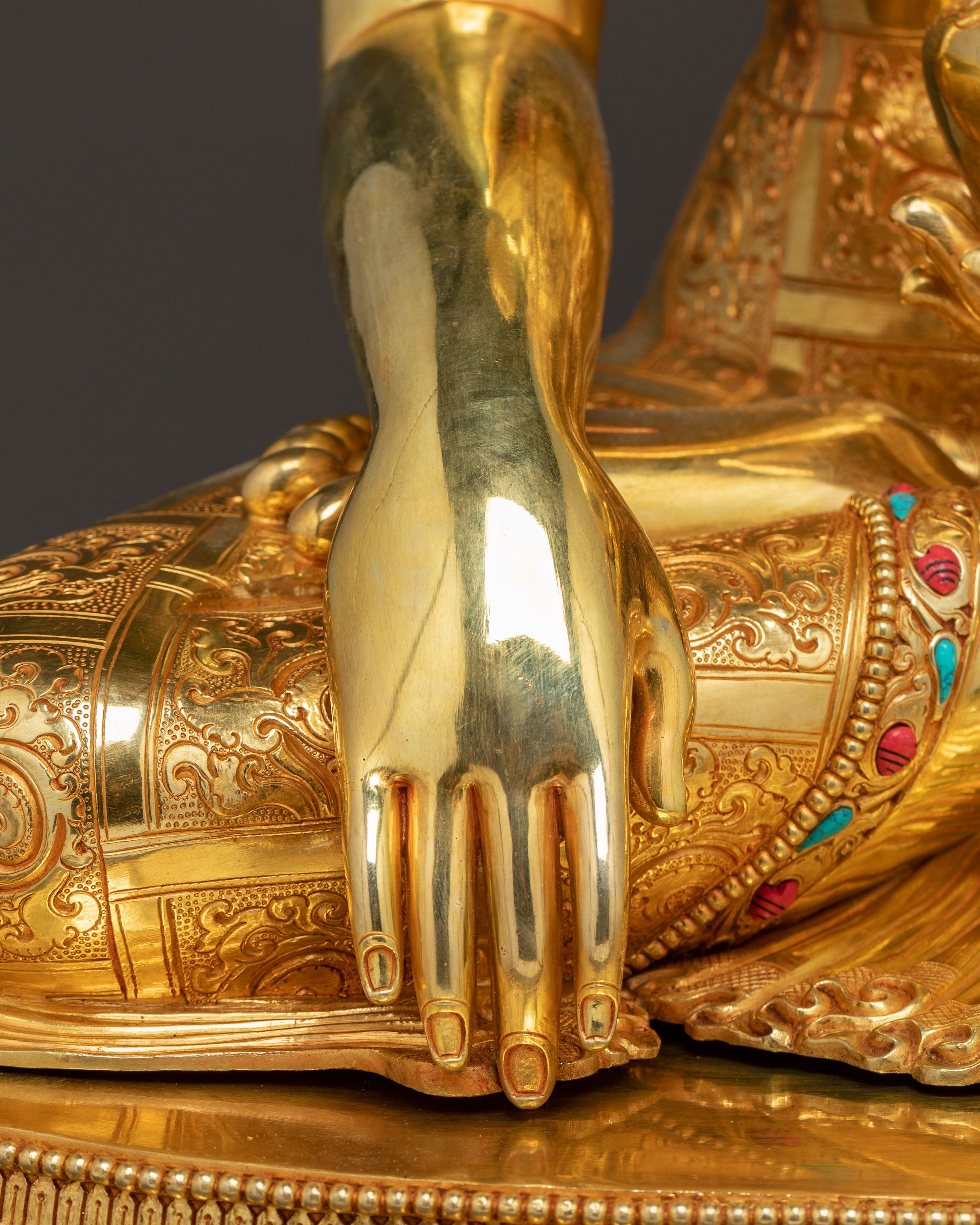 Handmade Golden Gautama Buddha Statue | Divine Dharma Teacher