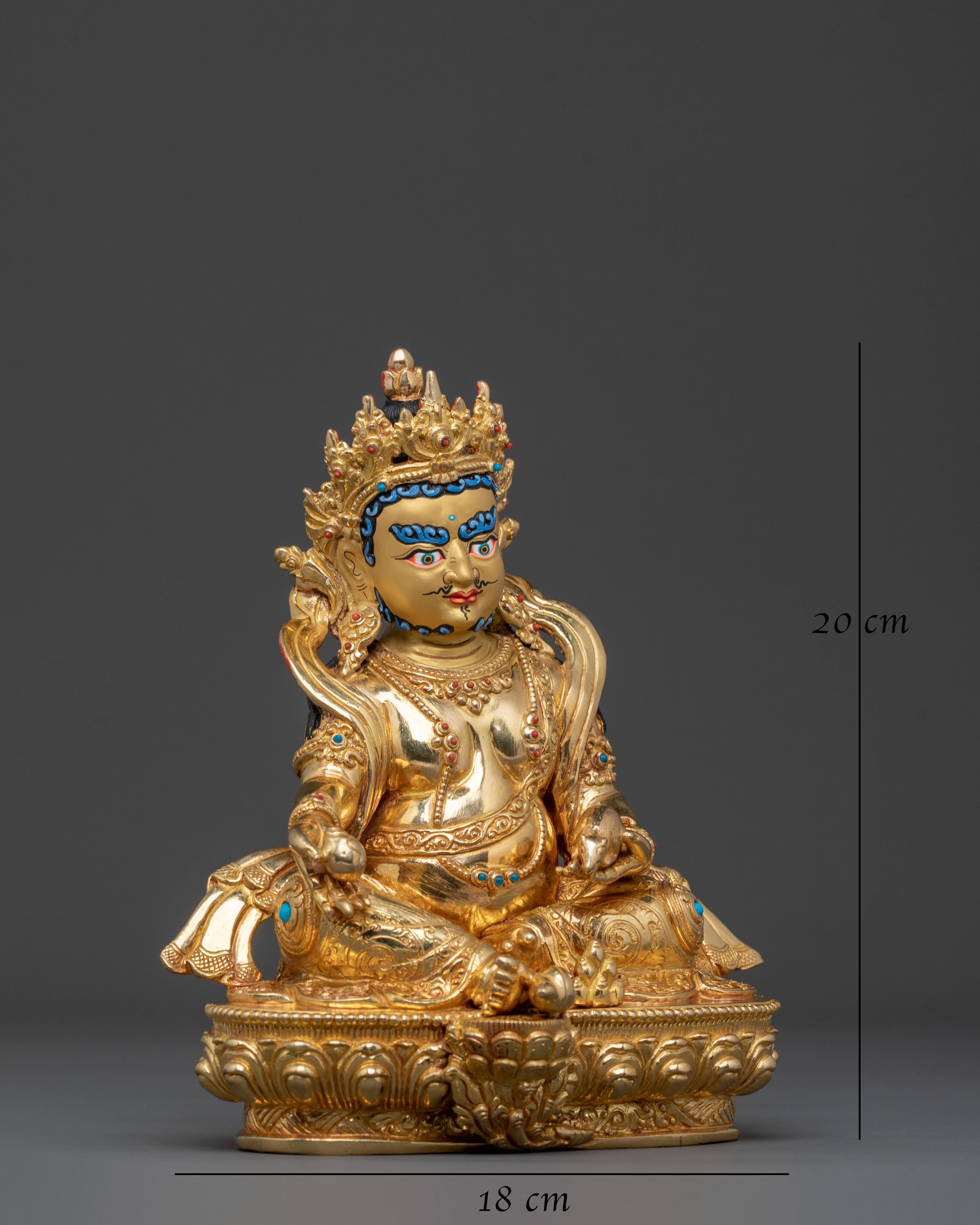 Dzambhala 24K Gold Gilded Statue: Himalayan Handcrafted Rupa