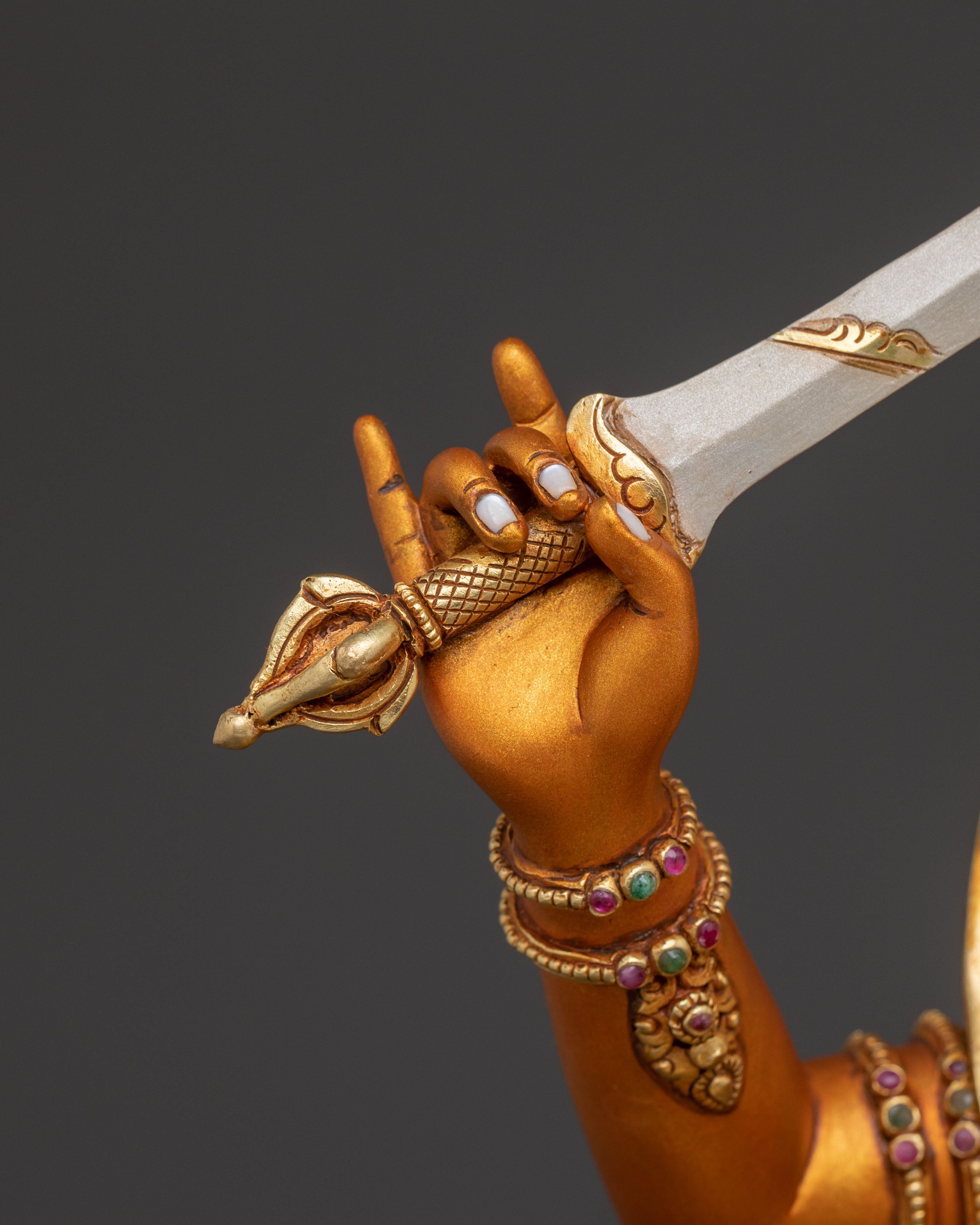 Golden Manjushri Statue: Flame of Wisdom