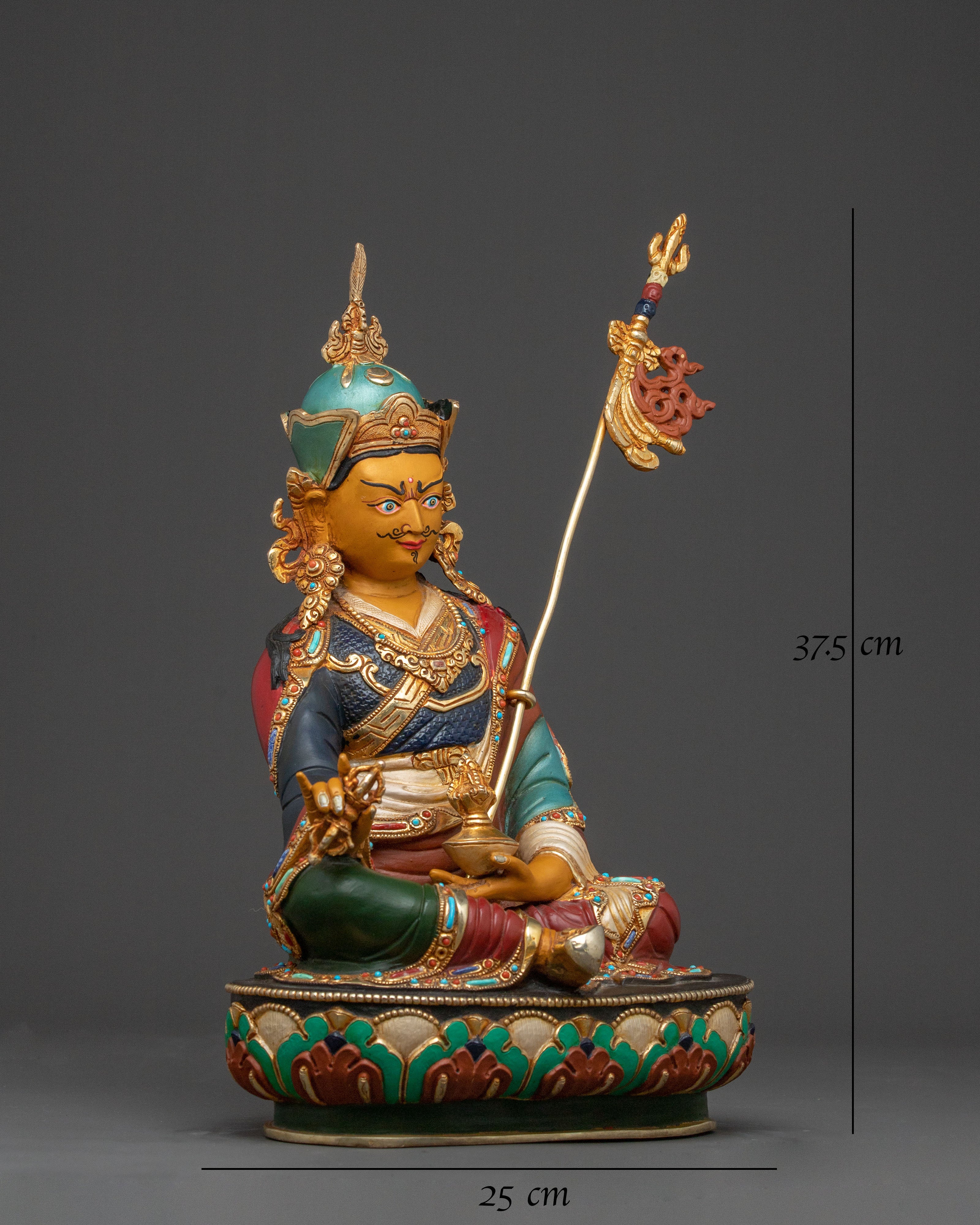24K Gold Gilded Guru Rinpoche Sacred Statue - Serene Masterpiece