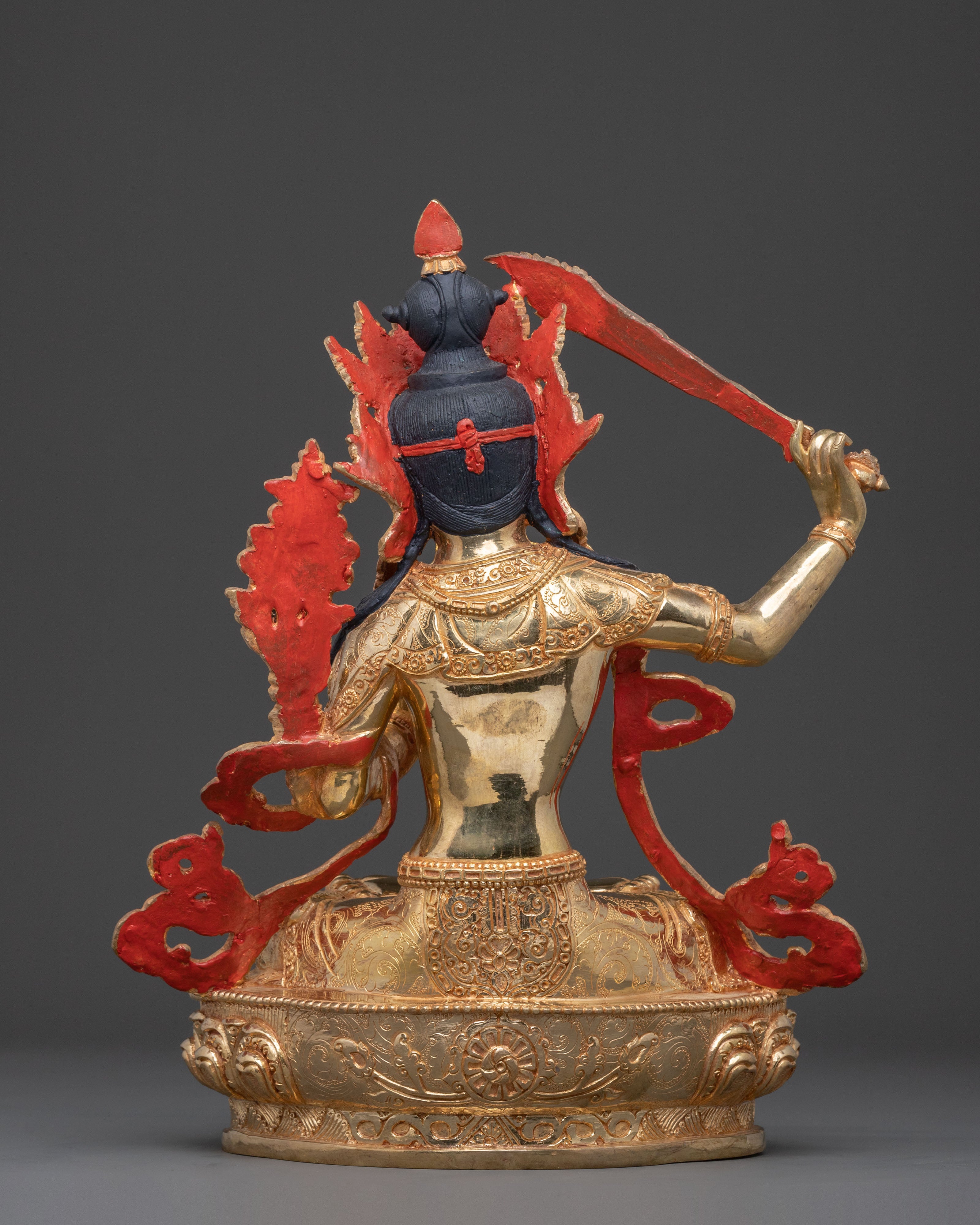 Manjushri Flaming Wisdom Statue | 24K Gold Gilded