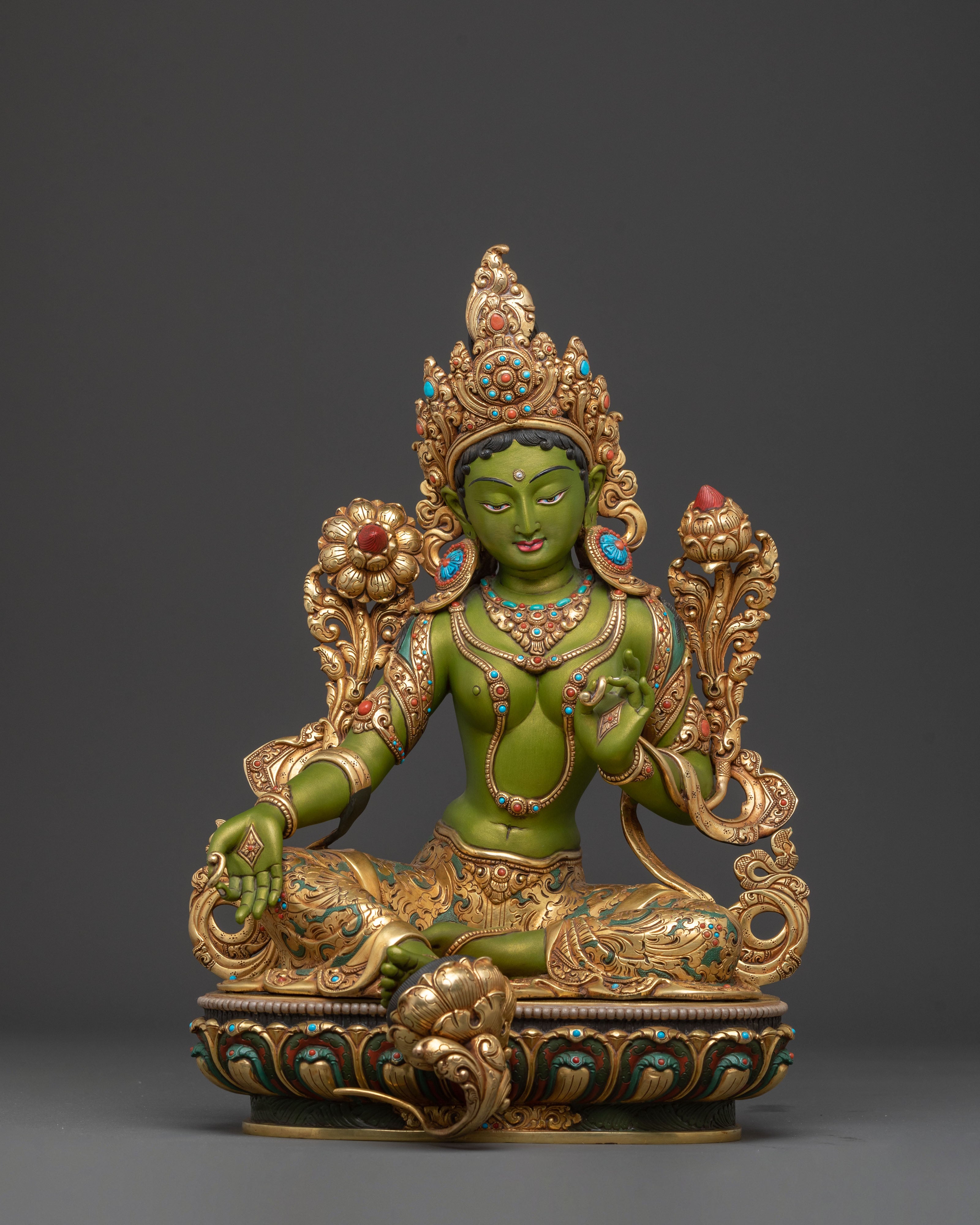Buddhist Green Tara Compassion Statue | Meditation Altar Decor