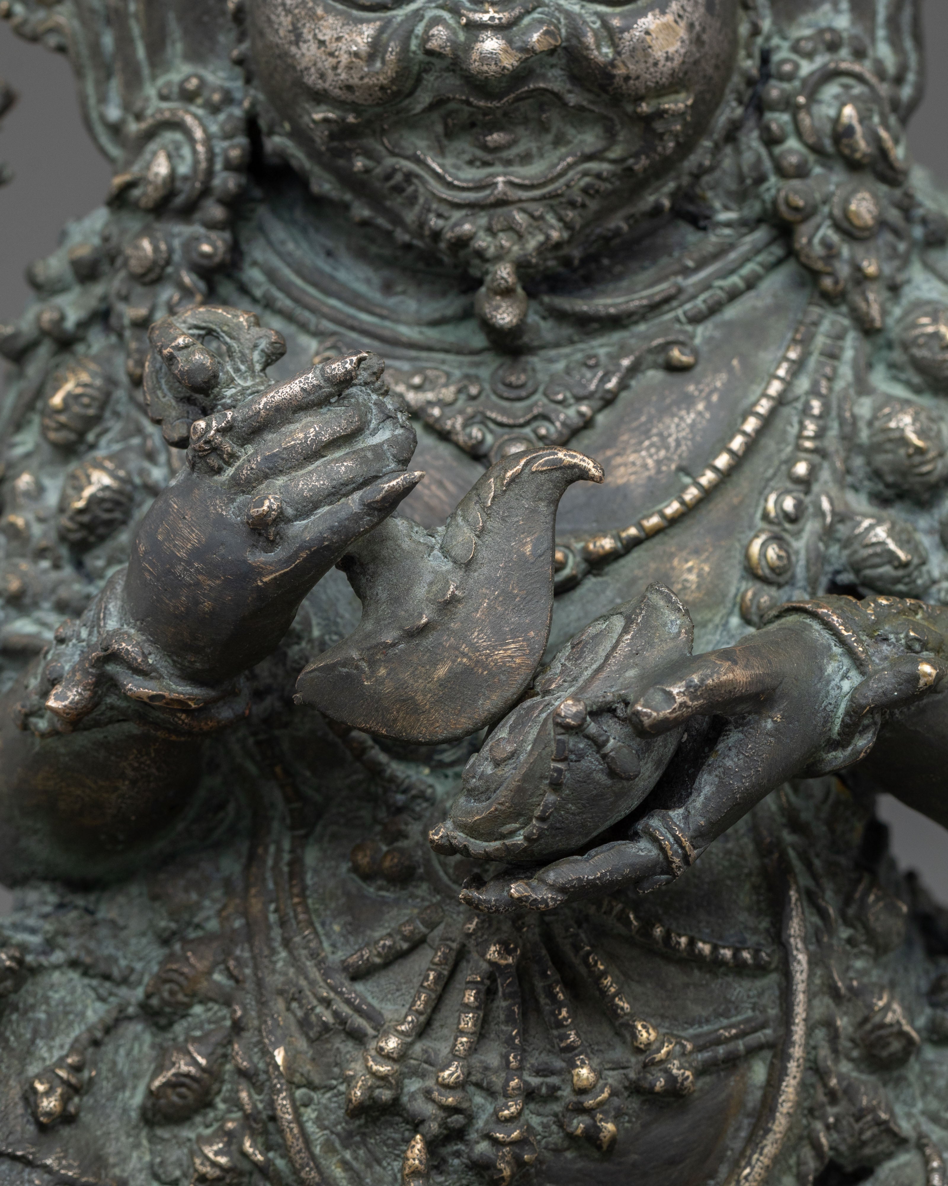 Chaturbhuja Mahakala Copper Statue | Buddhist Protector Sculpture