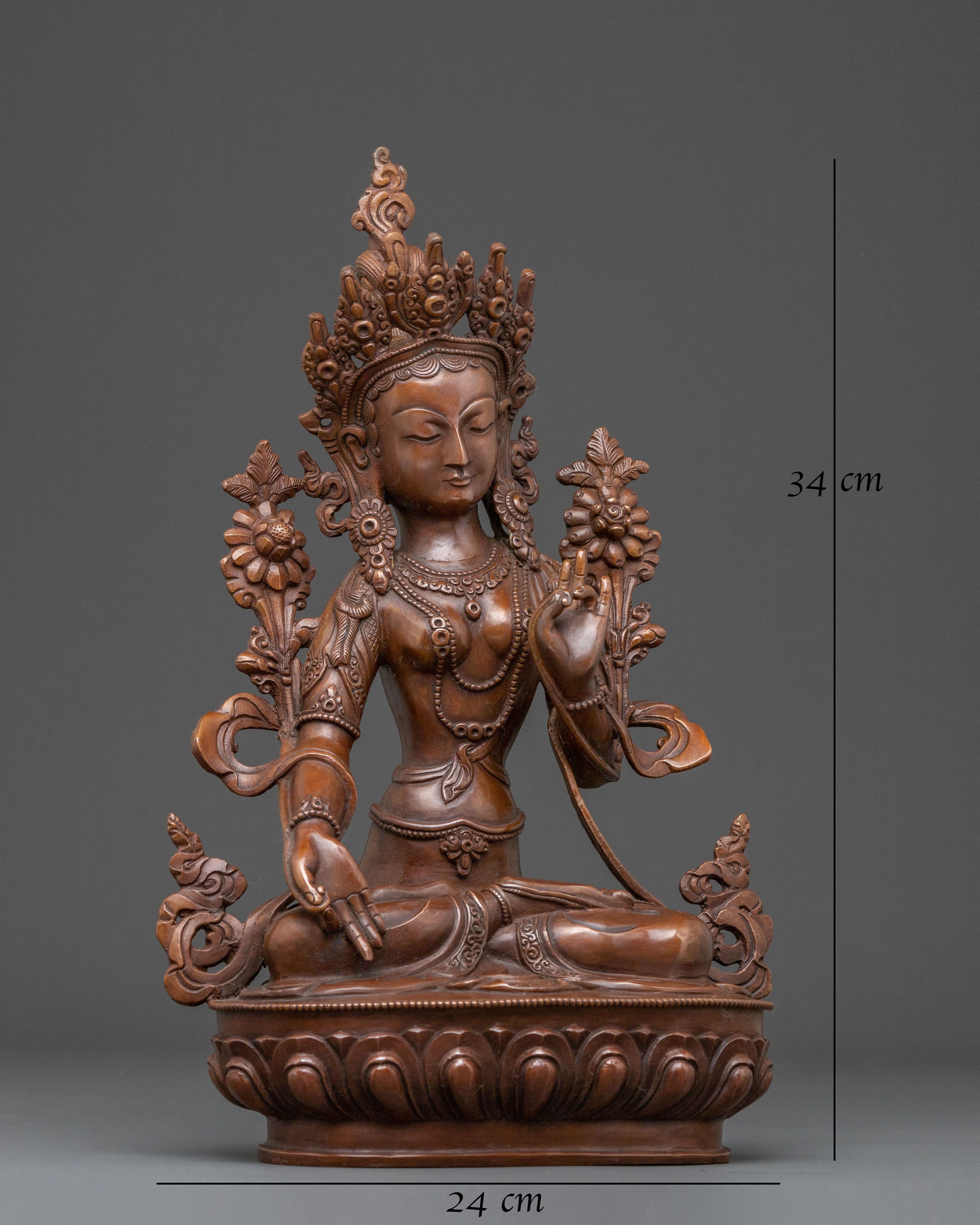 White Tara Sacred Copper Statue – Artisanal Finish