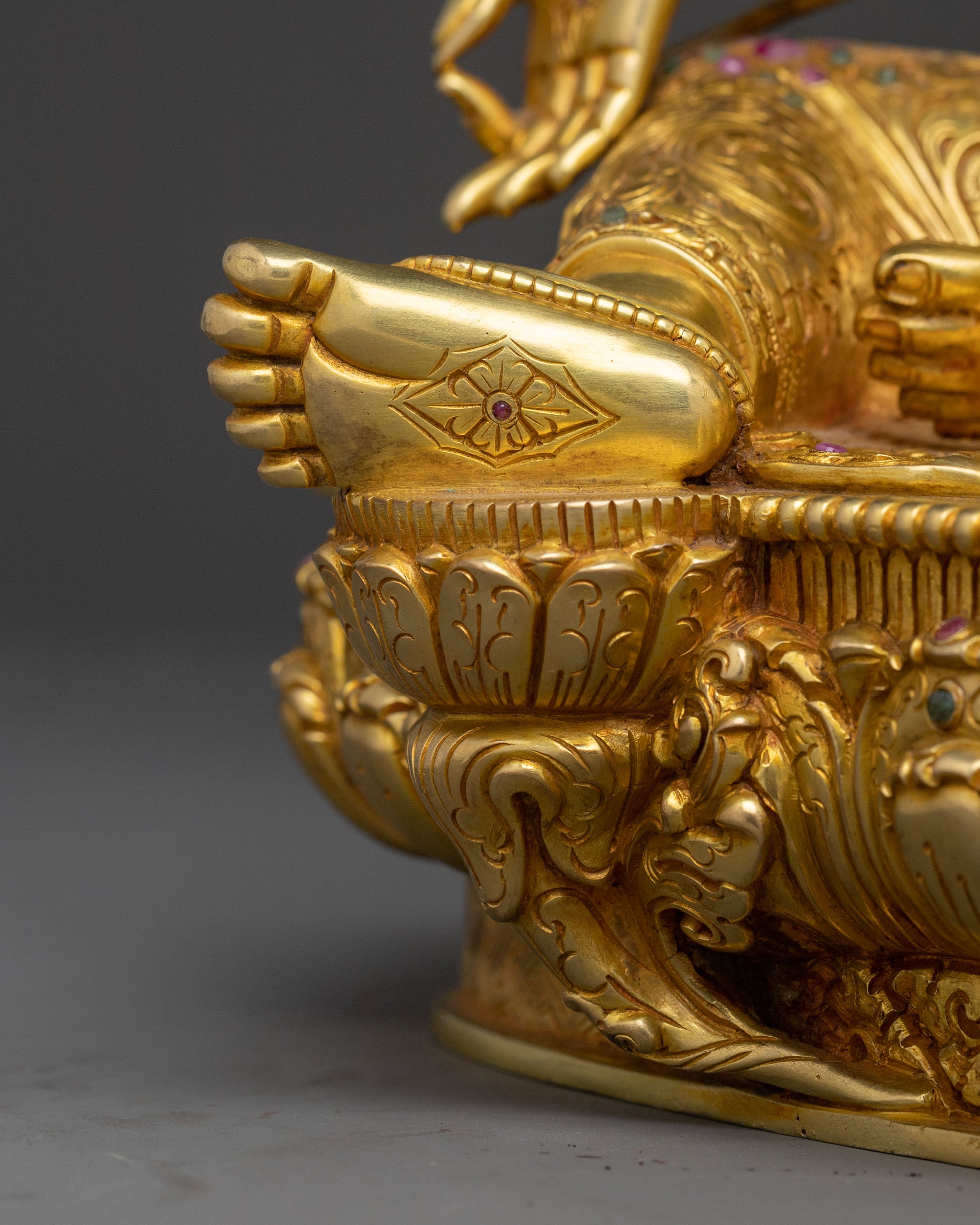 Green Tara: Handcrafted 24K Gold Gilded Statue