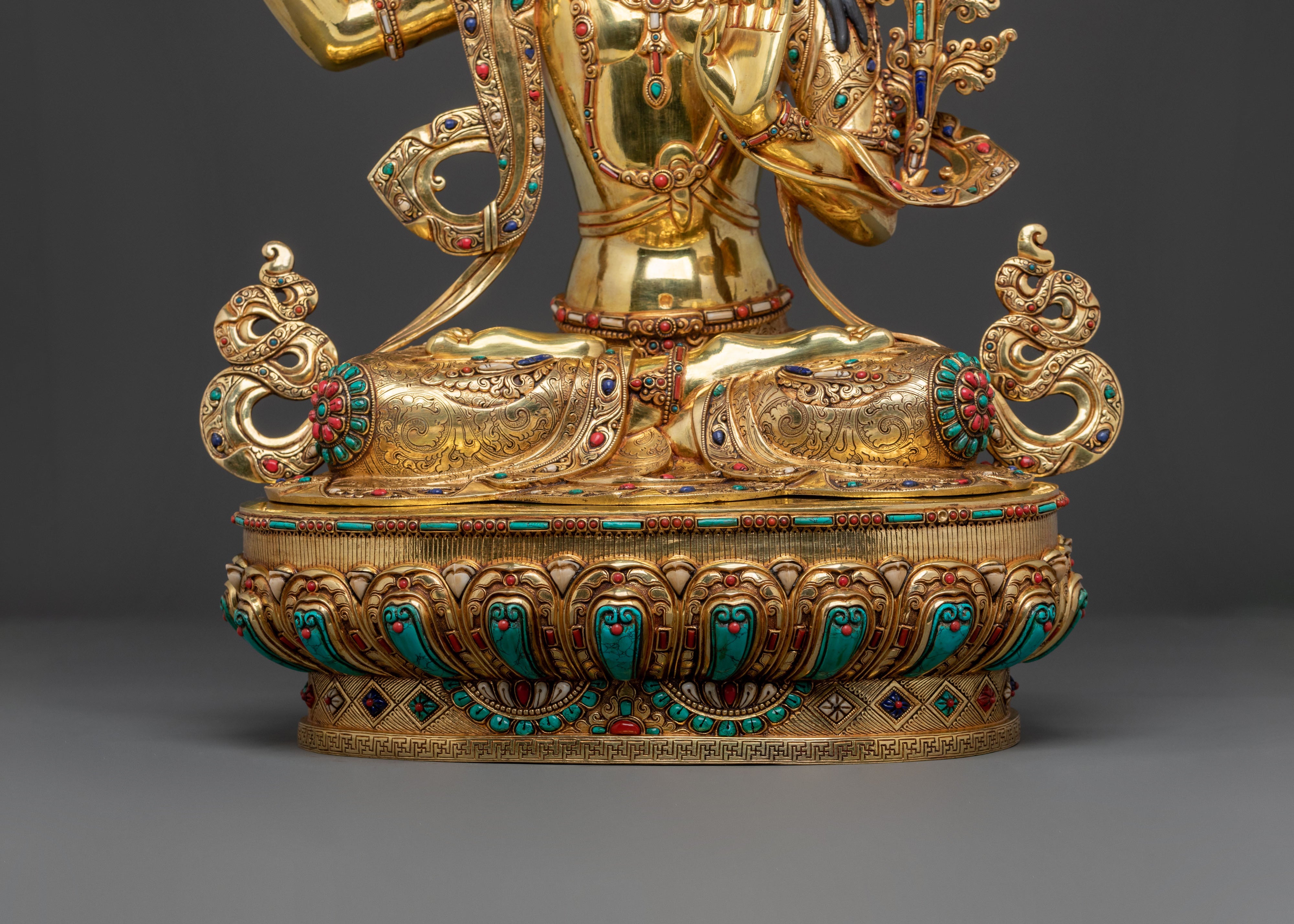 Manjushri Peaceful Meditation Statue | 24k Gold Glided