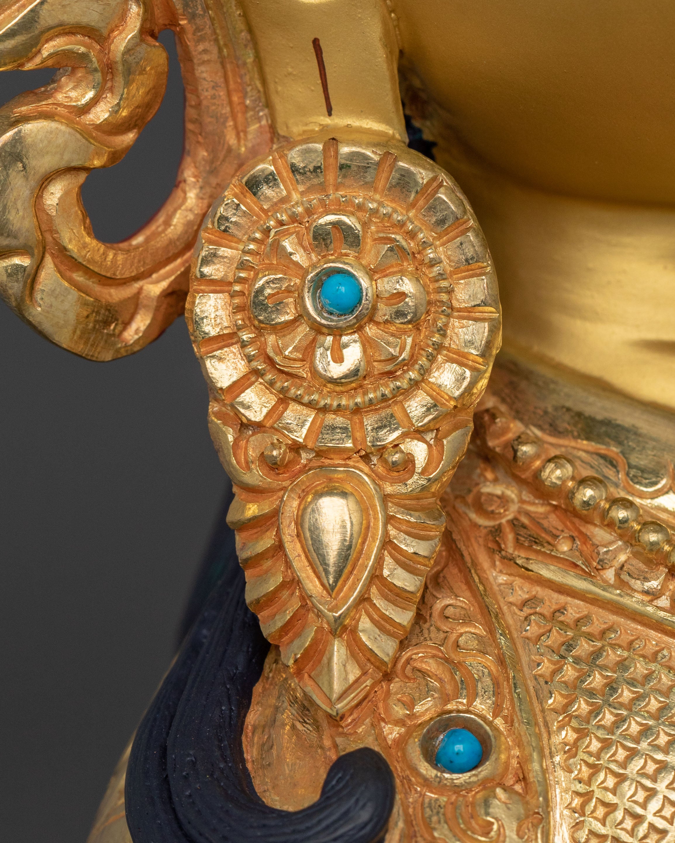 Tibetan Guru Rinpoche Statue | 24K Gold Gilded Figurine
