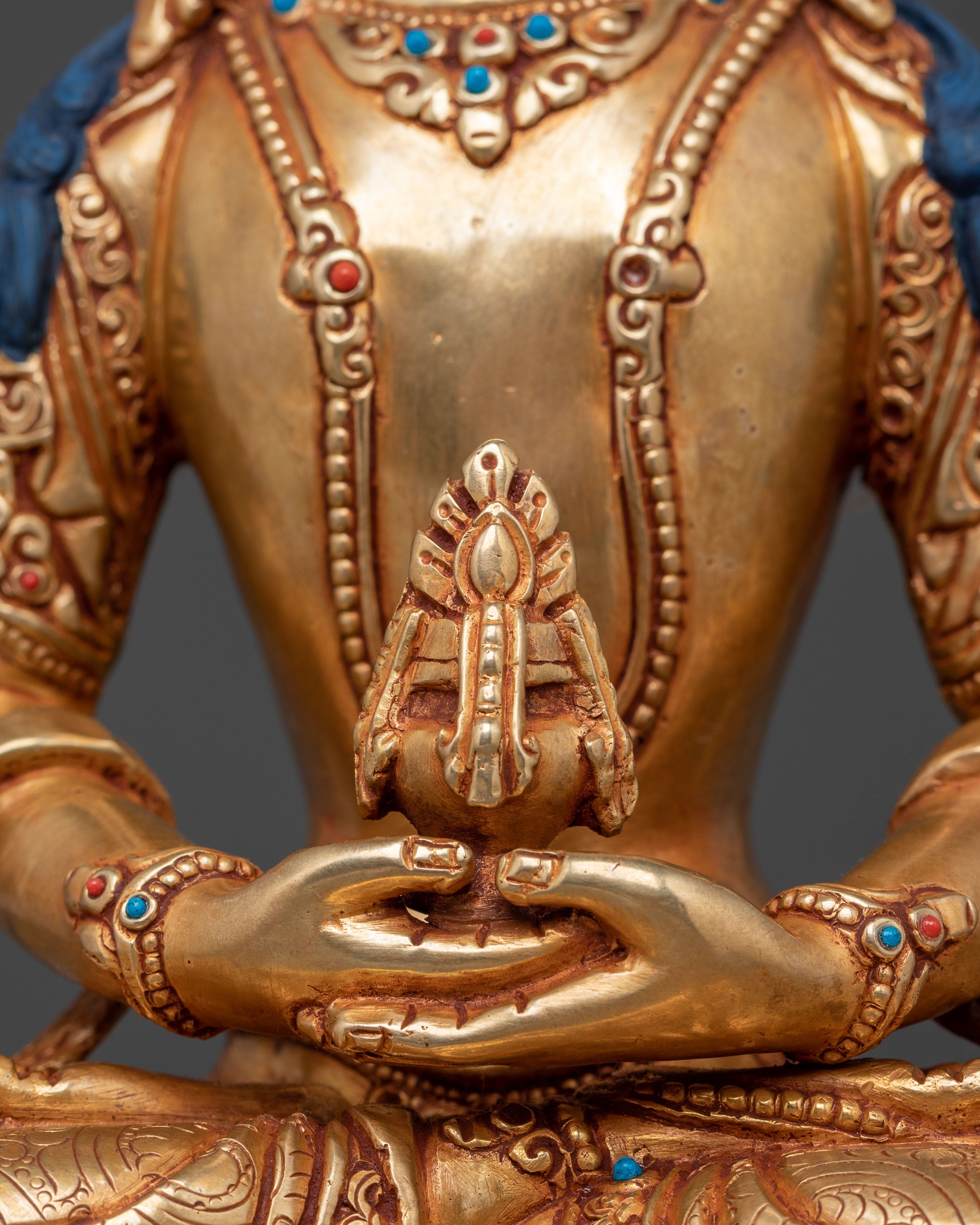 Amitayus Golden Statue: Holding Long Life Vase