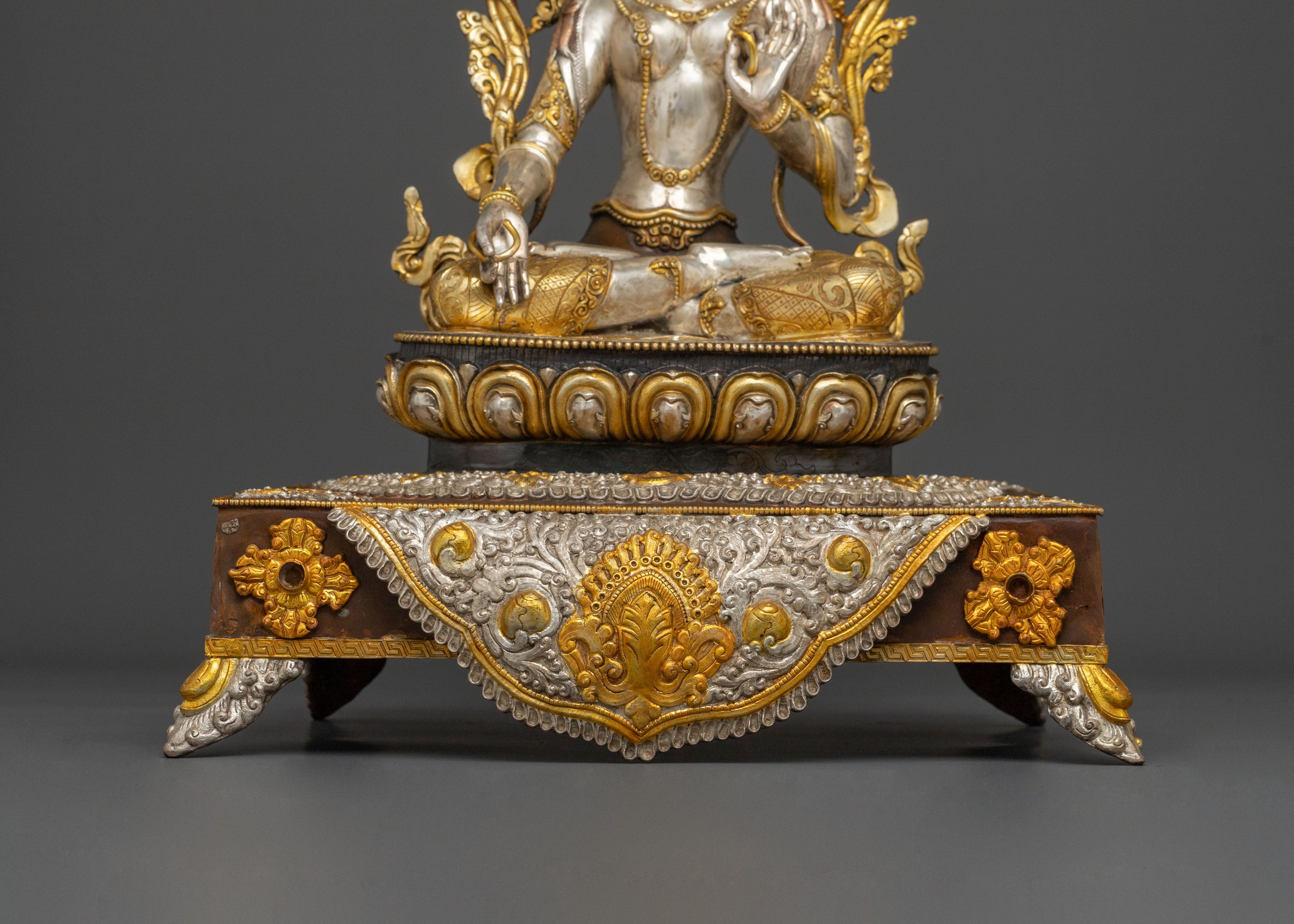 Green Tara Silver Plated Statue | Goddess of Compassion