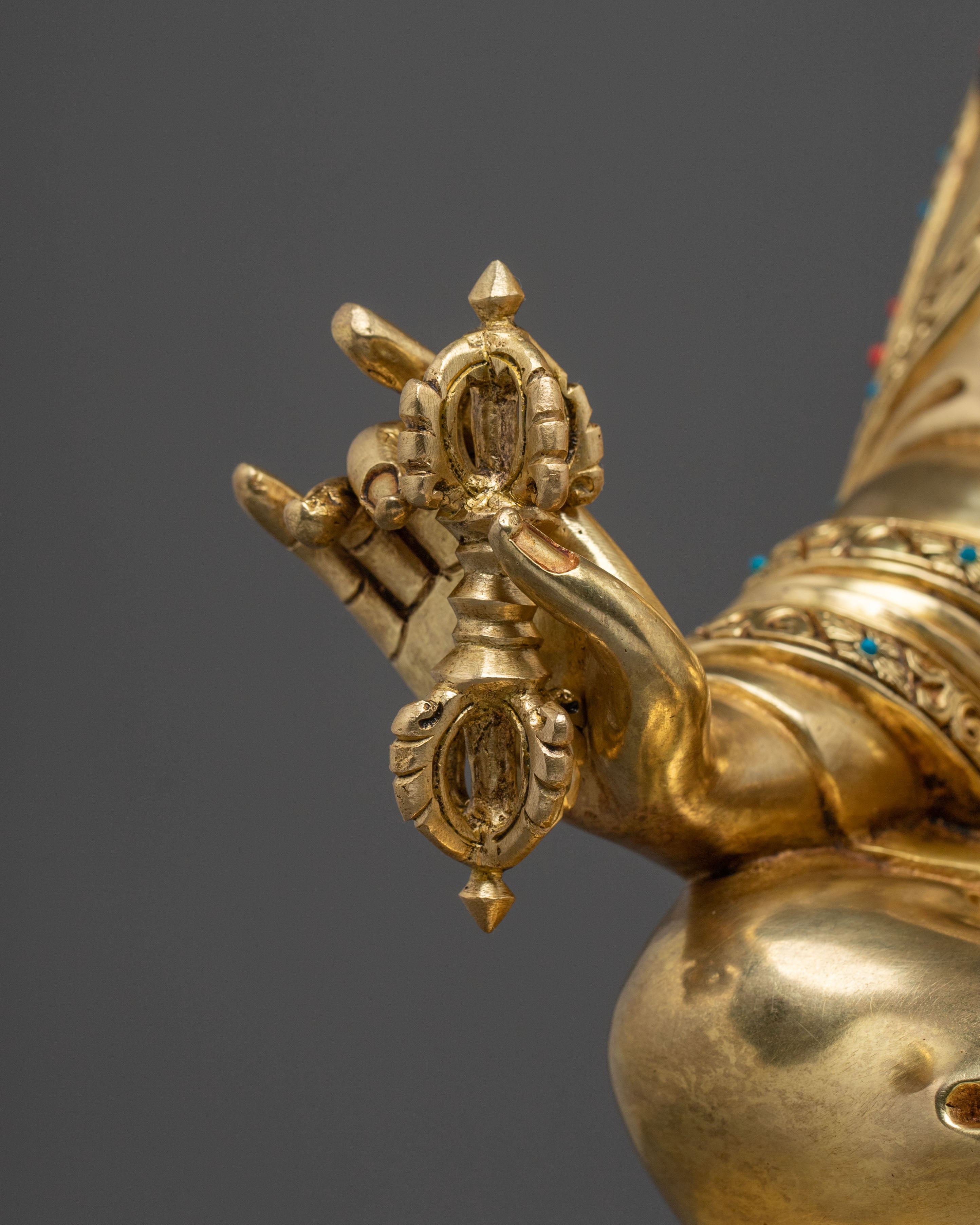 Guru Rinpoche Sculpture | 24K Gold Coated Enlightenment Figurine