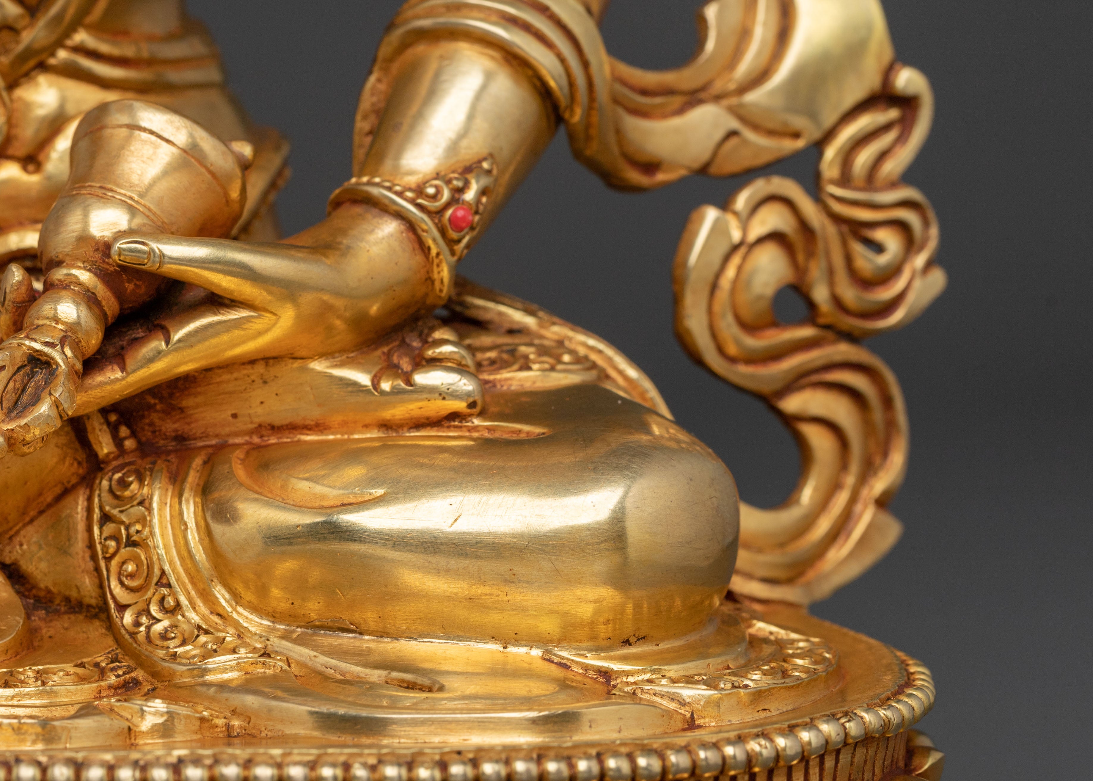 Sacred Vajrasattva Buddhist Sculpture: 24K Gold Gilded