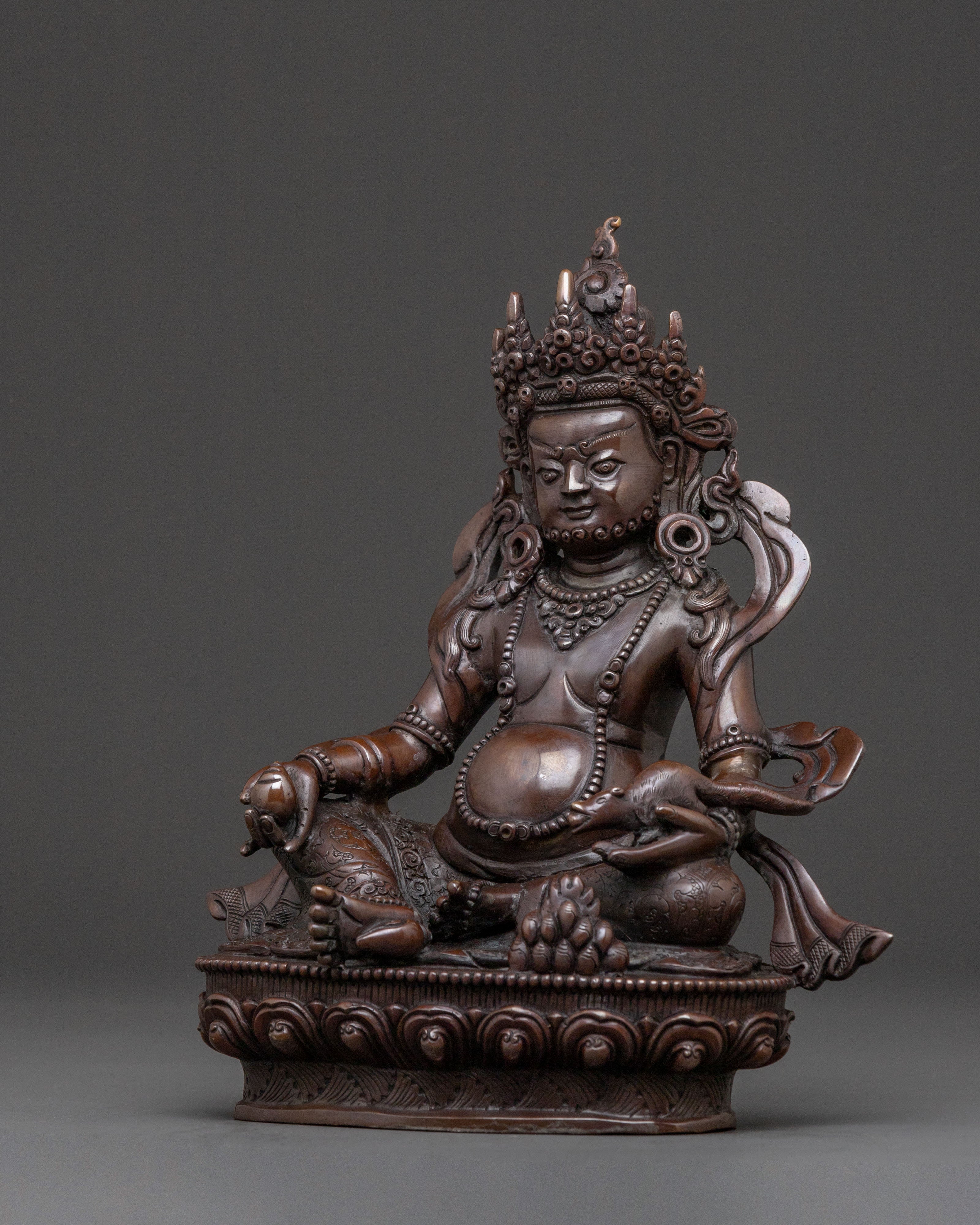 Dzambhala Statue: Oxidized Copper Statue