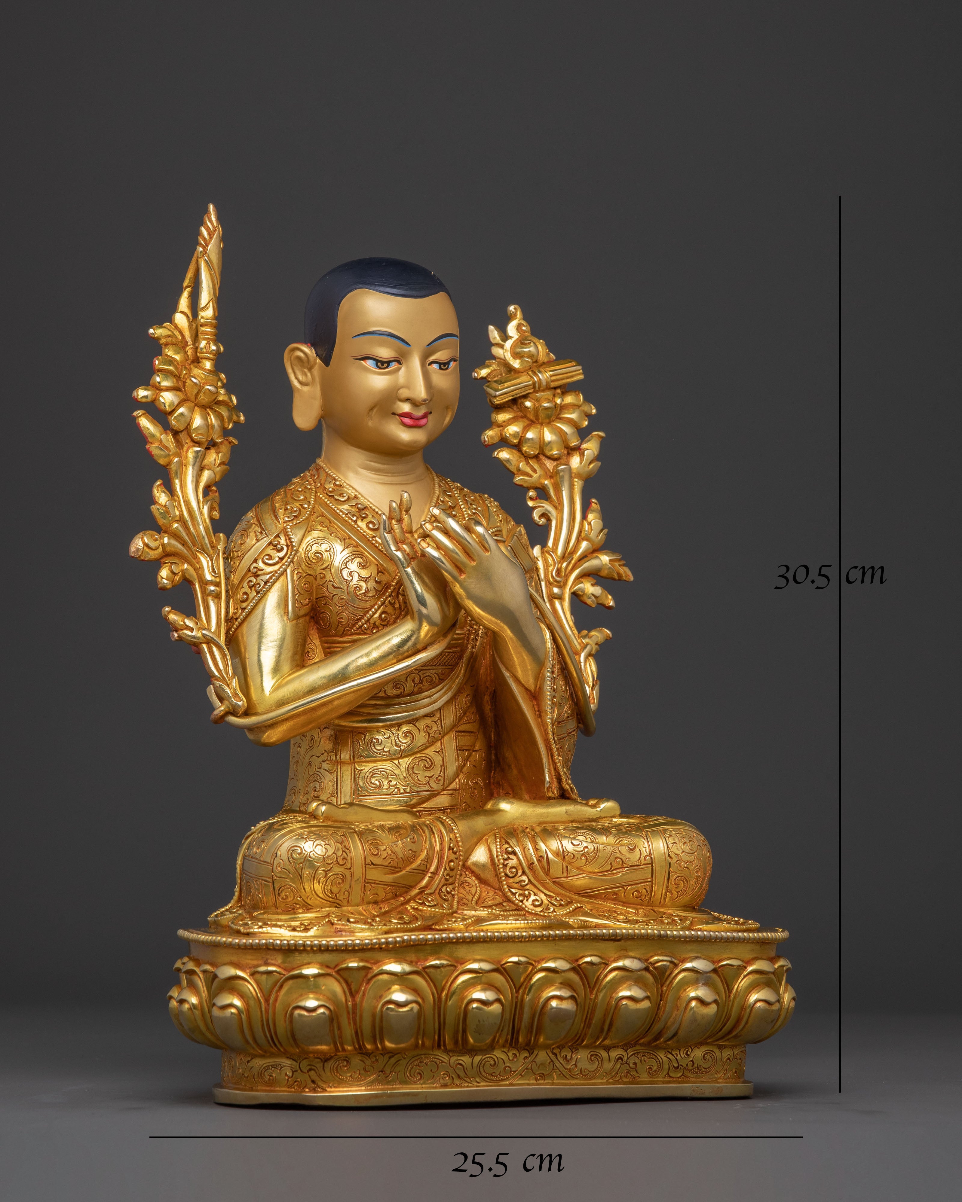 Buddhist Master Je Tsongkhapa Statue | Premium Gilded Copper