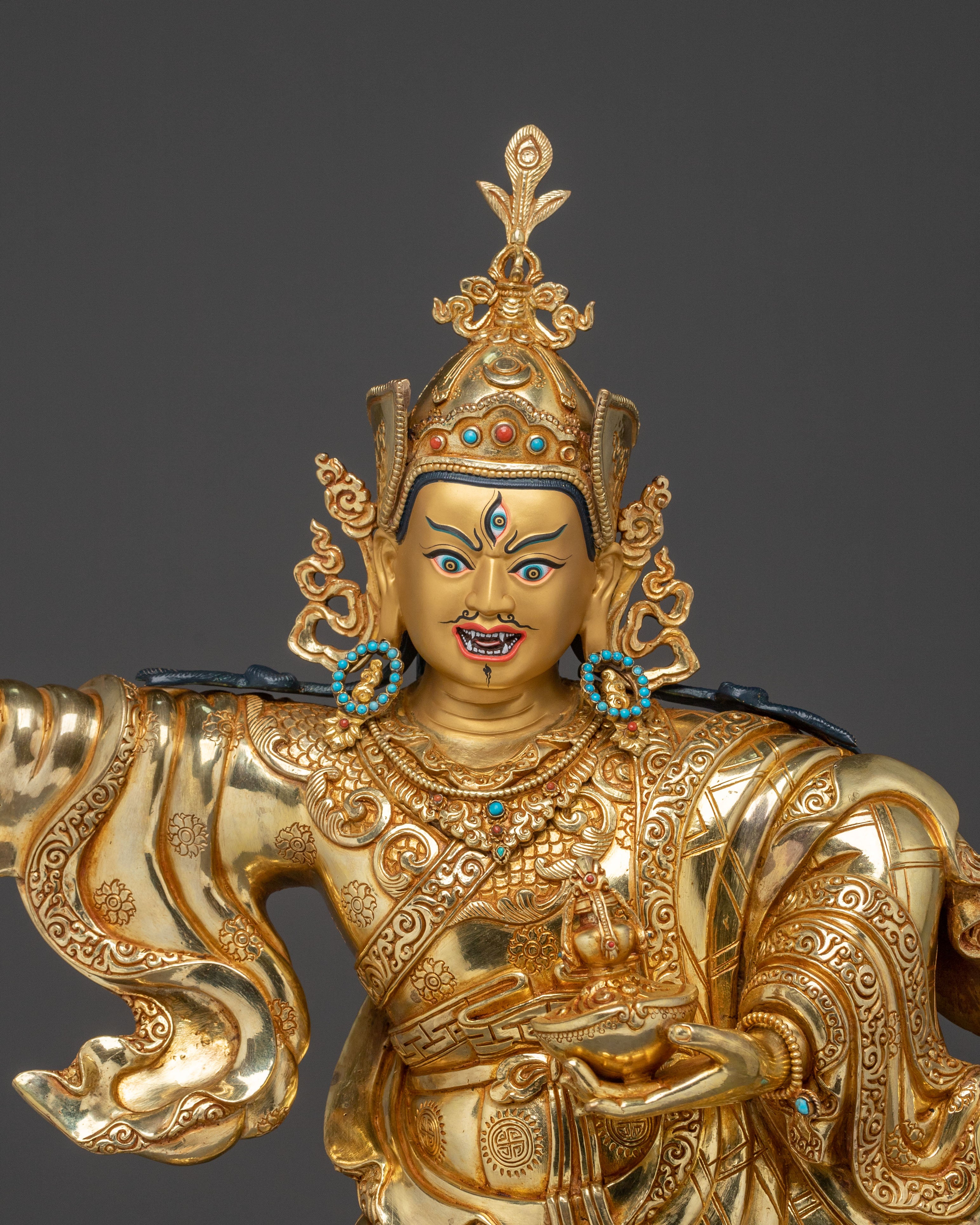 Standing Guru Rinpoche Sacred Sculpture | 24K Gold Gilded