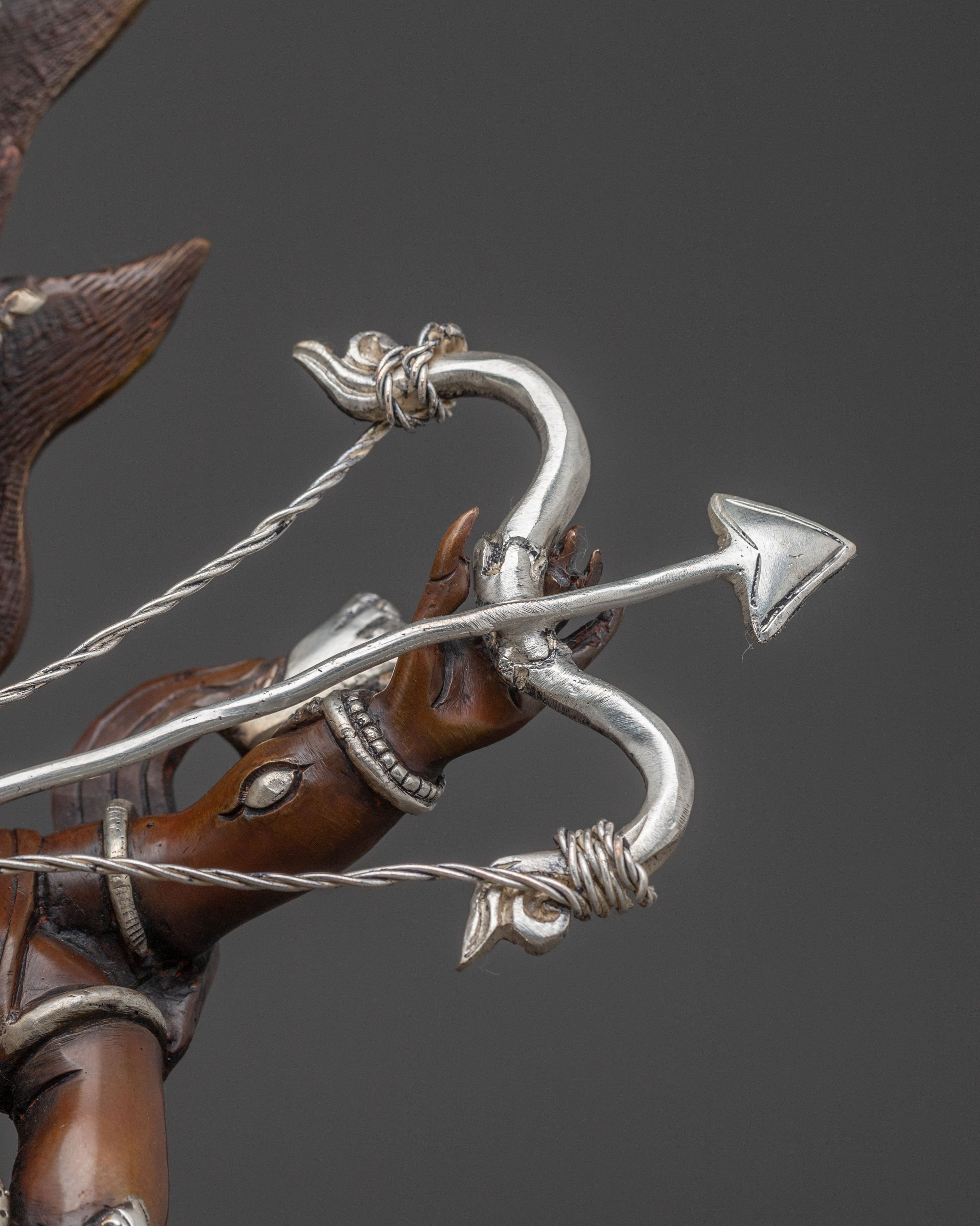 Three Nyingma Protectors Blessing Statue - Oxidized Silver Plated Statue