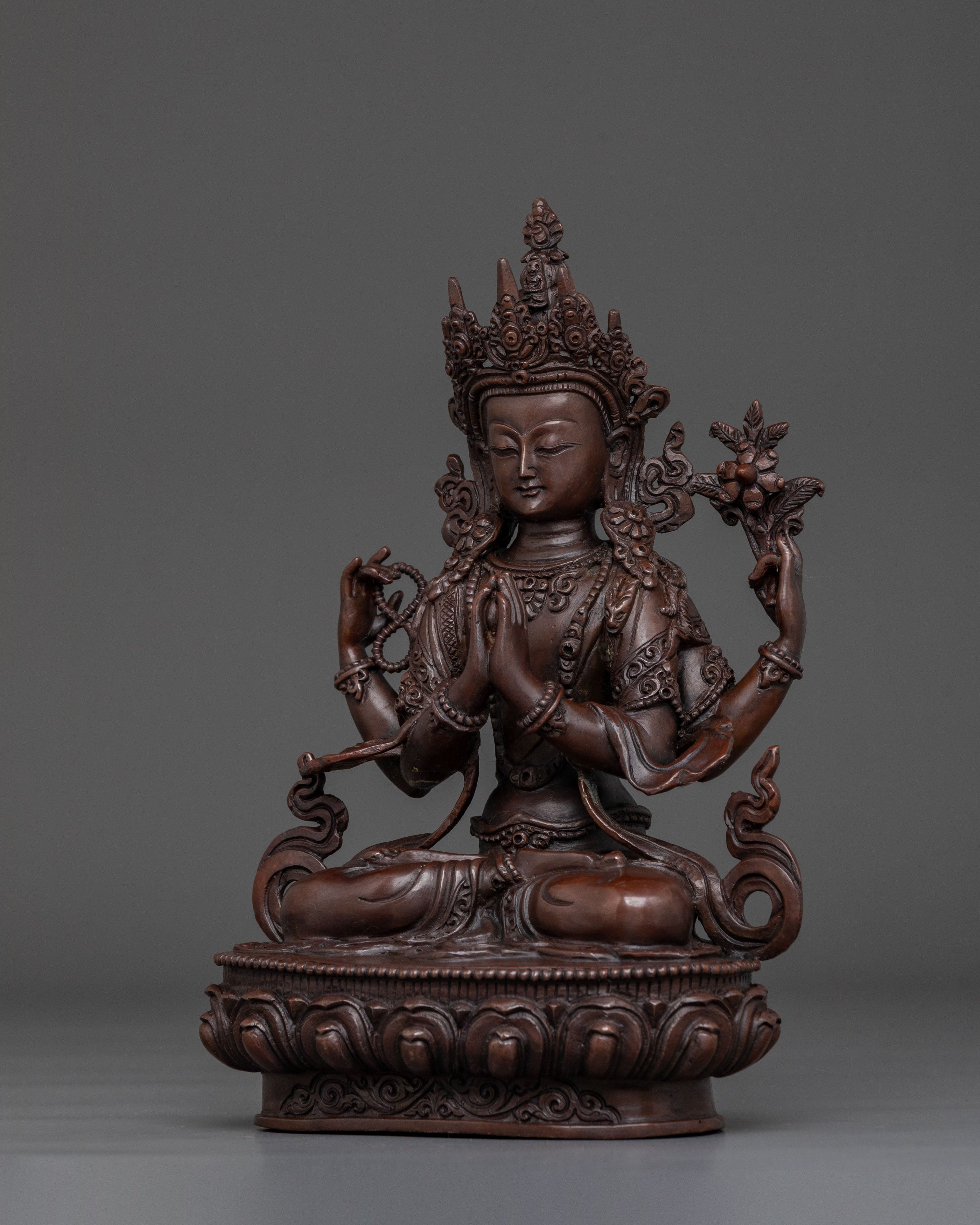Compassion Buddha Chenrezig Statue | Oxidized Copper Statue