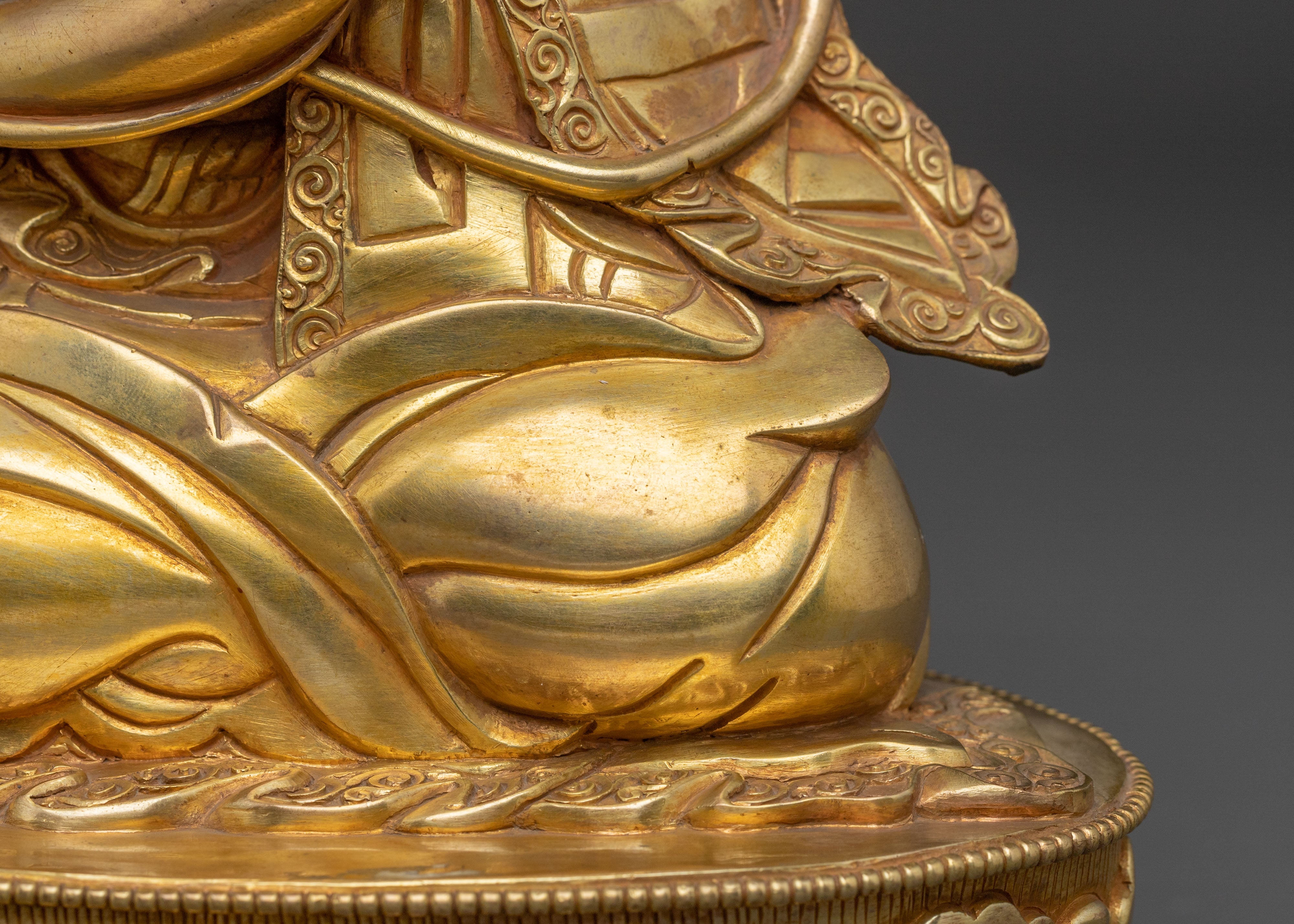 Handcrafted 16th Karmapa Statue: 24k Gold Gilded Serenity