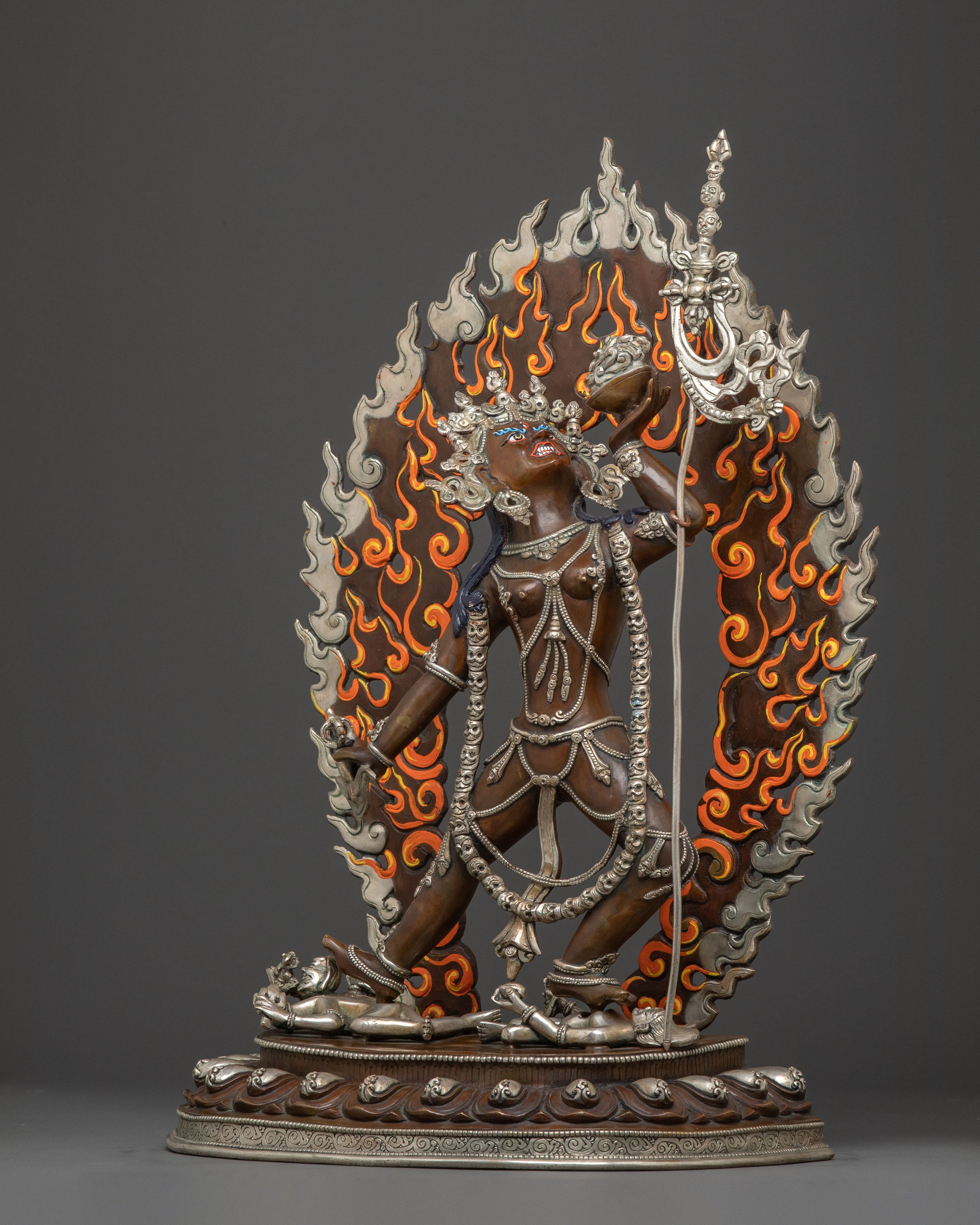 Handcrafted Vajrayogini Spiritual Statue: Radiant Silver Plating