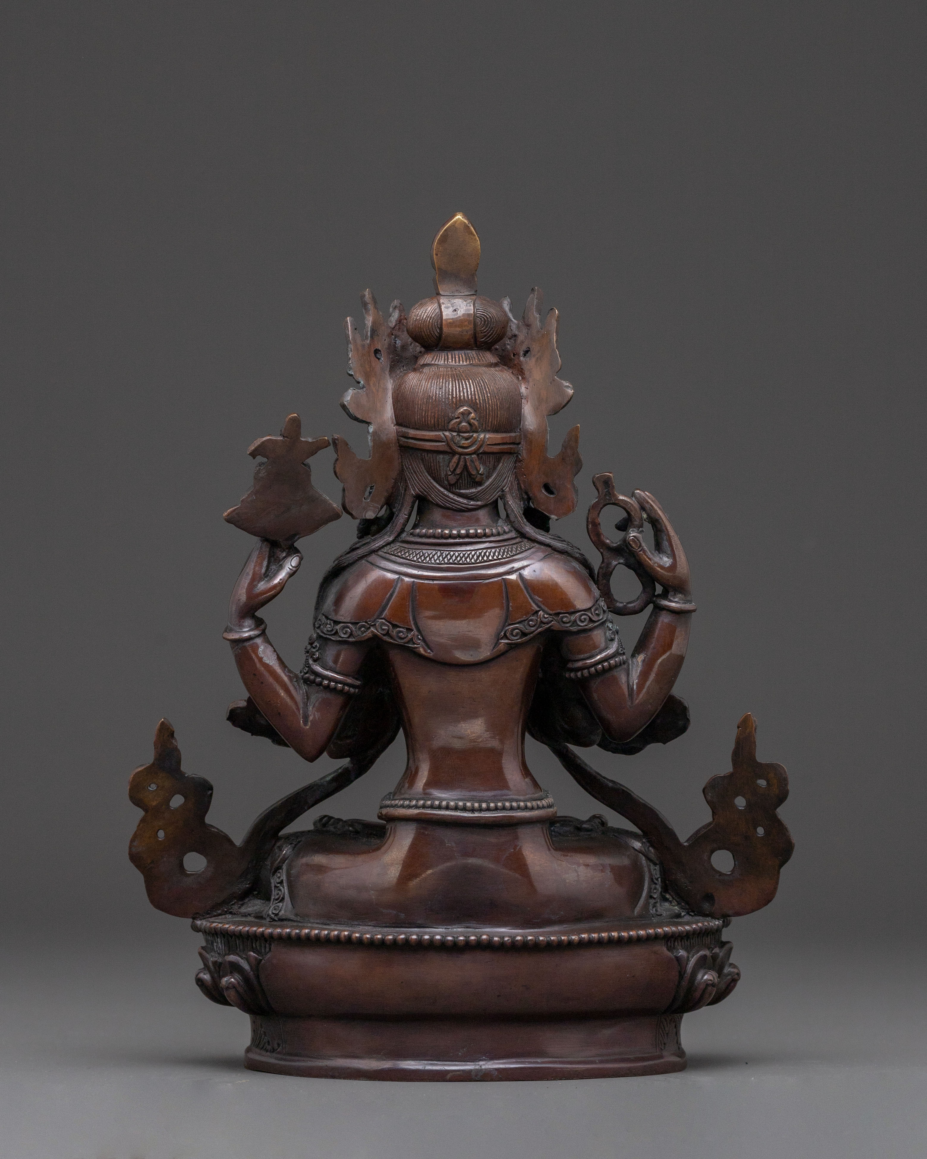 Chenrezig Statue of Compassion – Oxidized Copper Art
