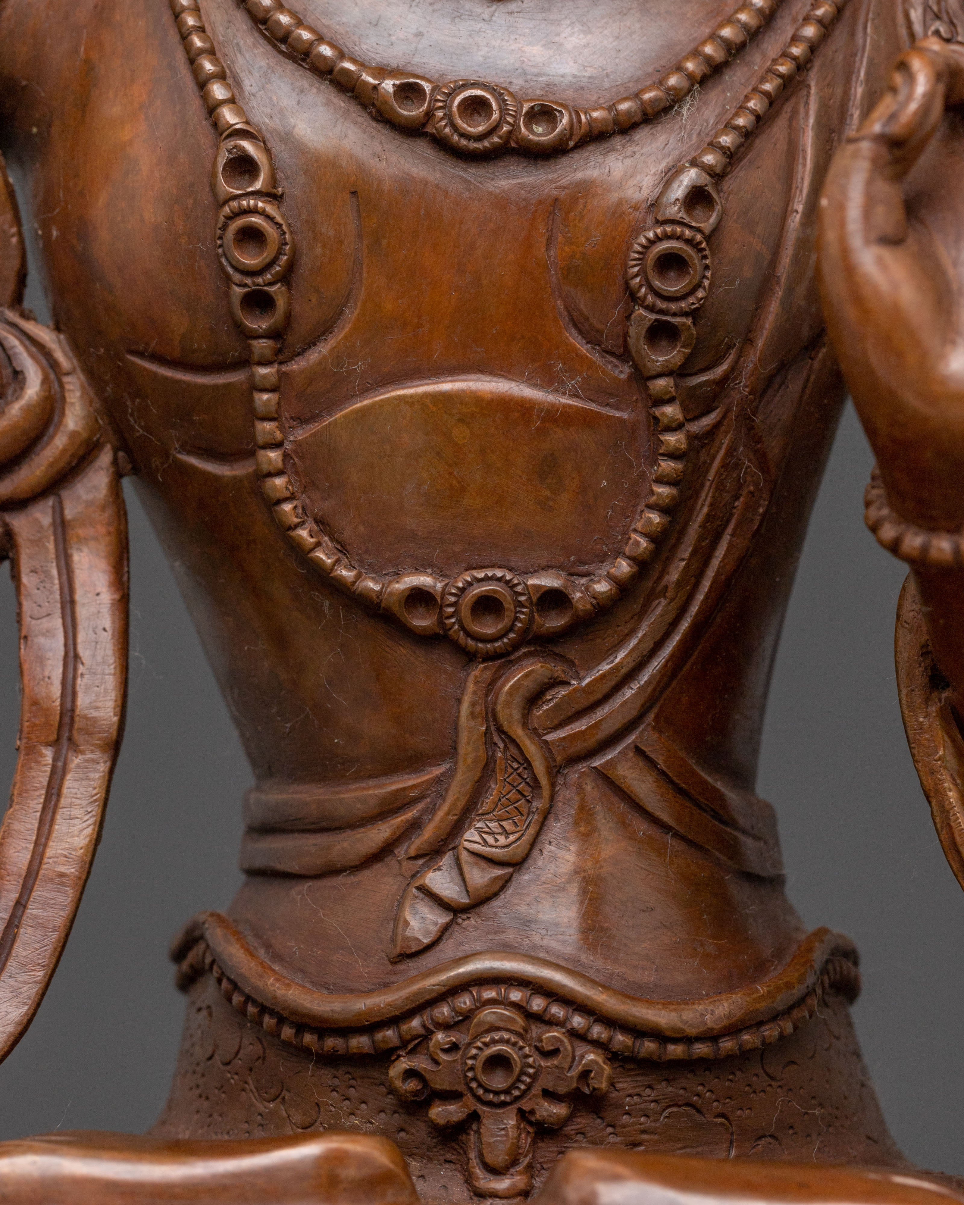 Manjushri Bodhisattva Statue for Altar - Oxidized Copper Finish