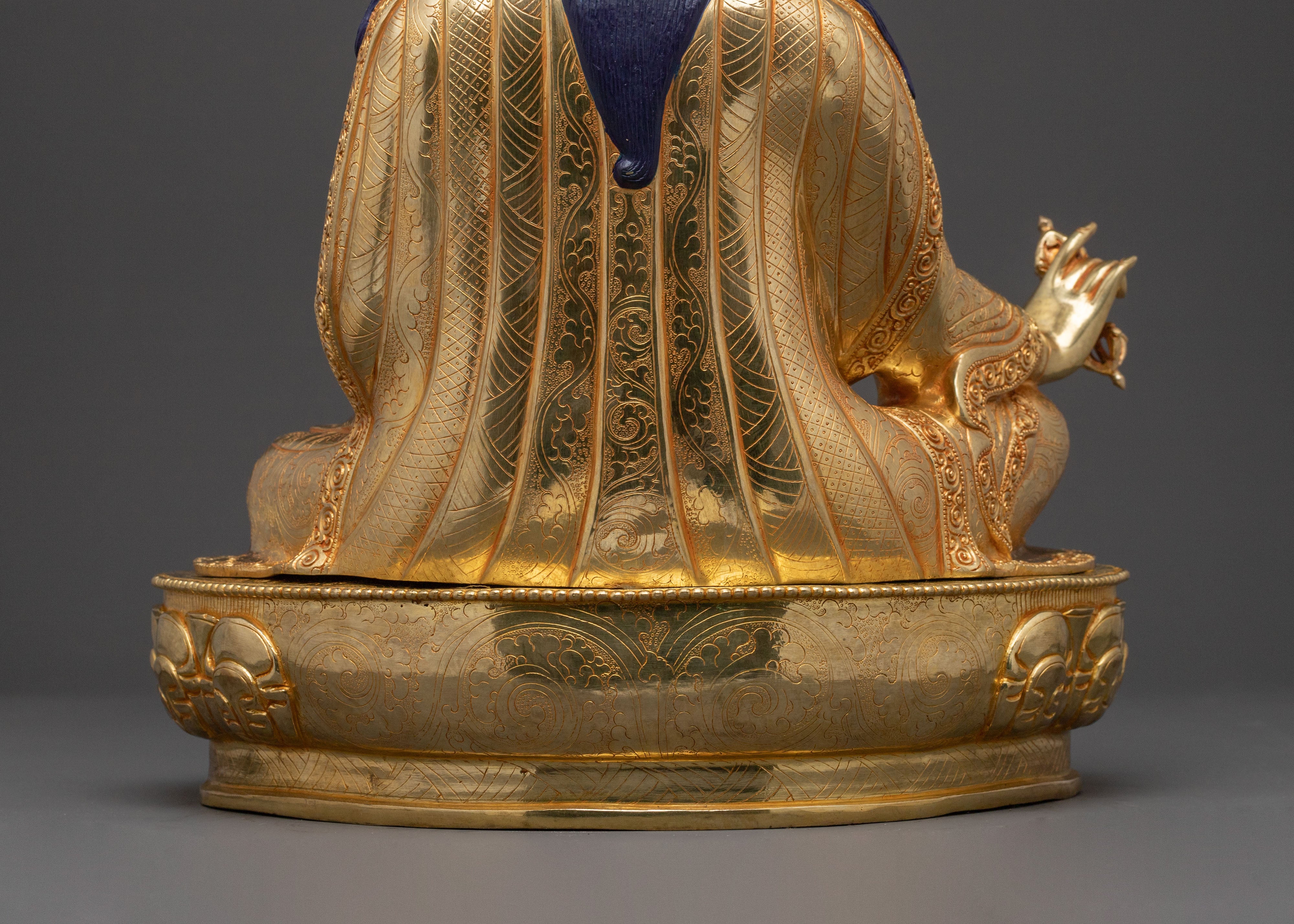 Guru Rinpoche Spiritual Statue: 24K Gold Gilded Art