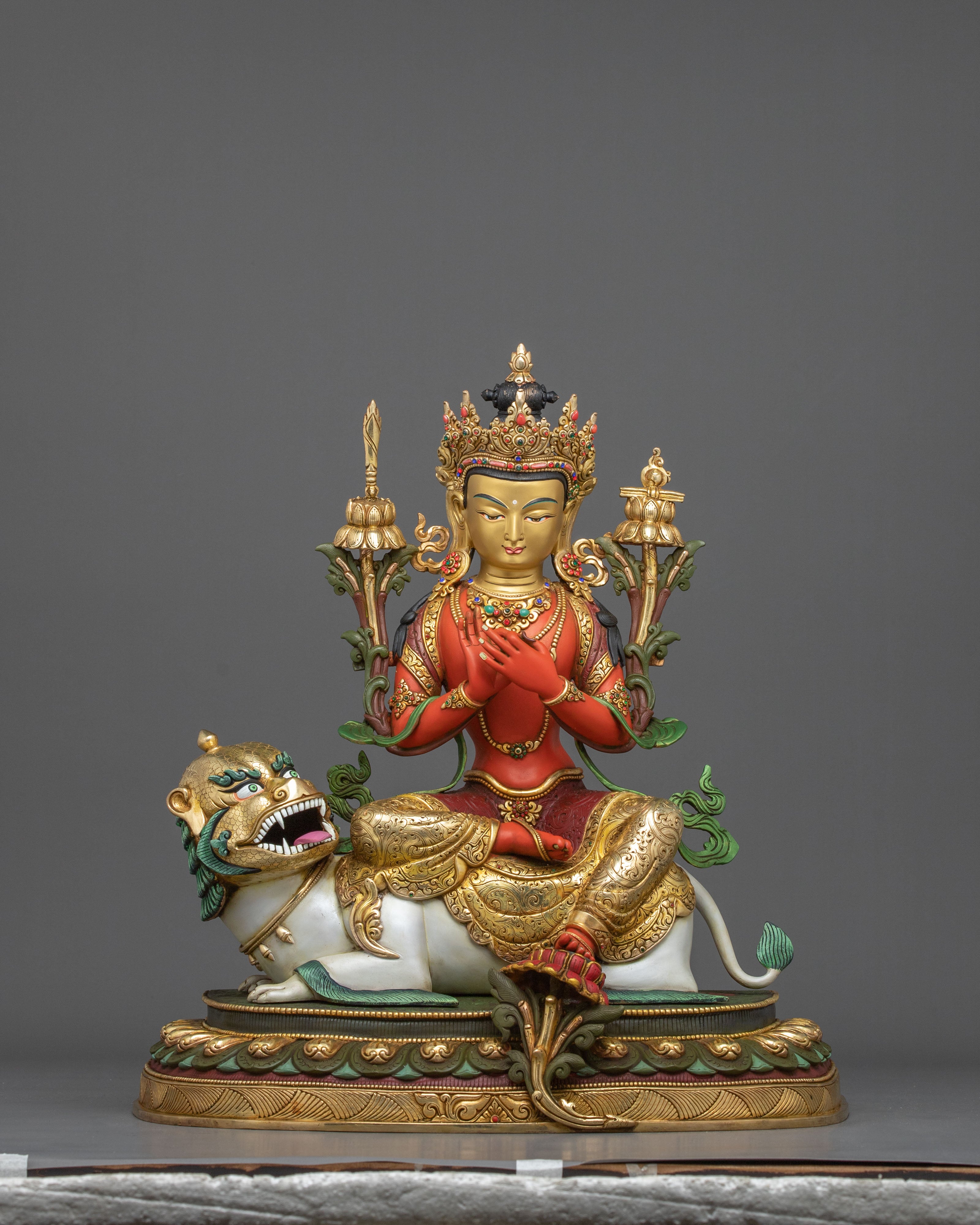 Simhanada Manjushri Statue | Radiant Wisdom Deity